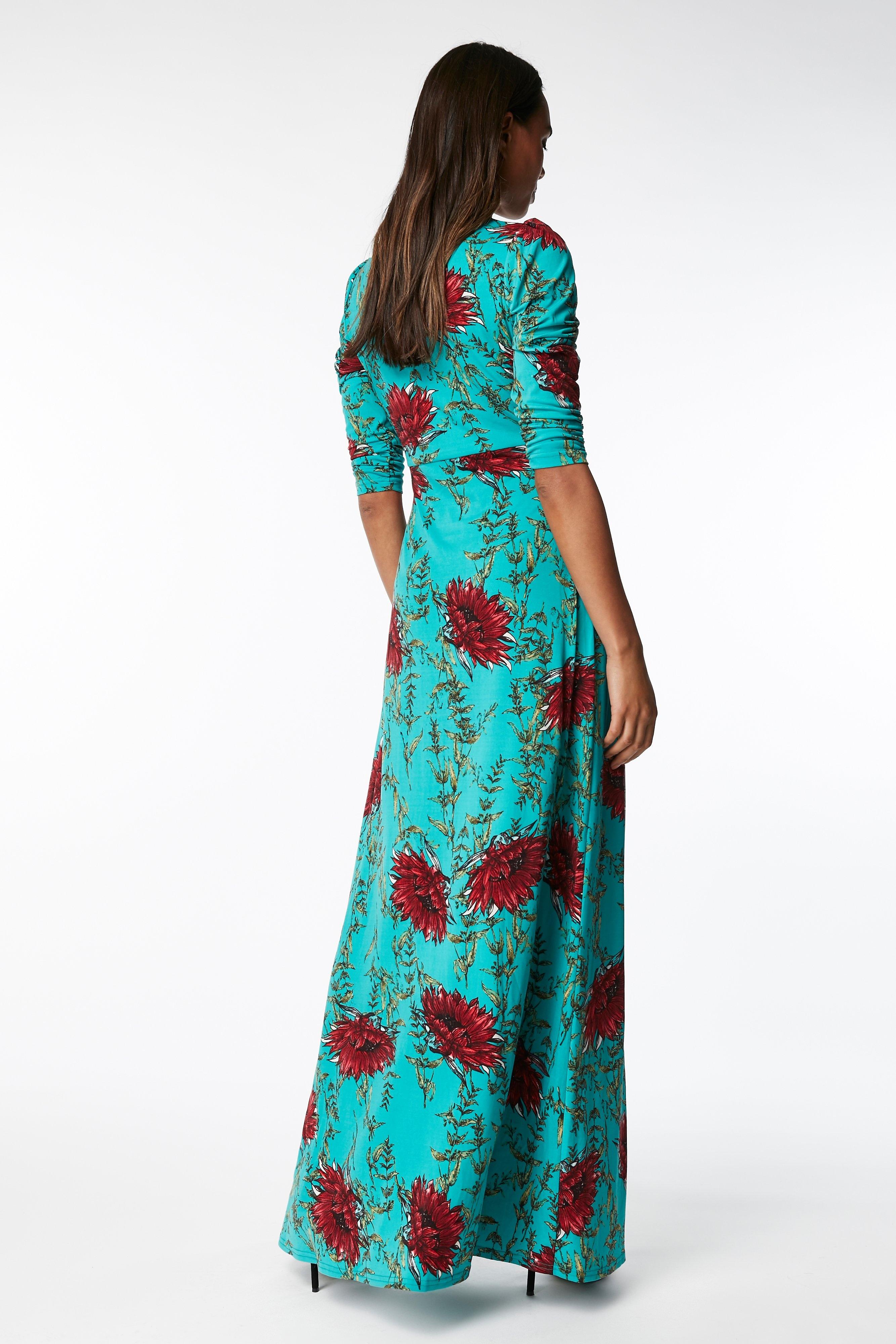teal floral maxi dress