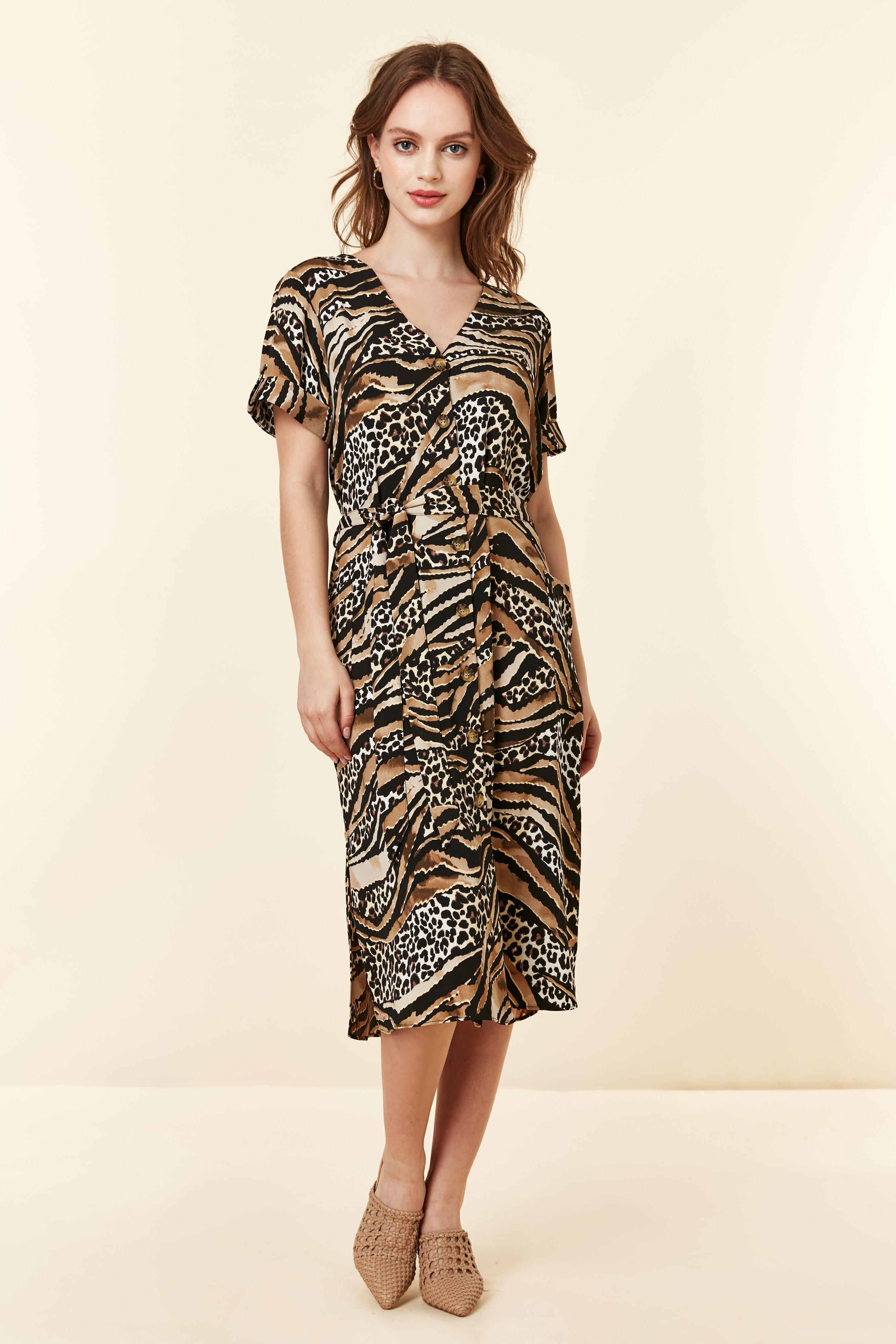 wallis stone animal print dress