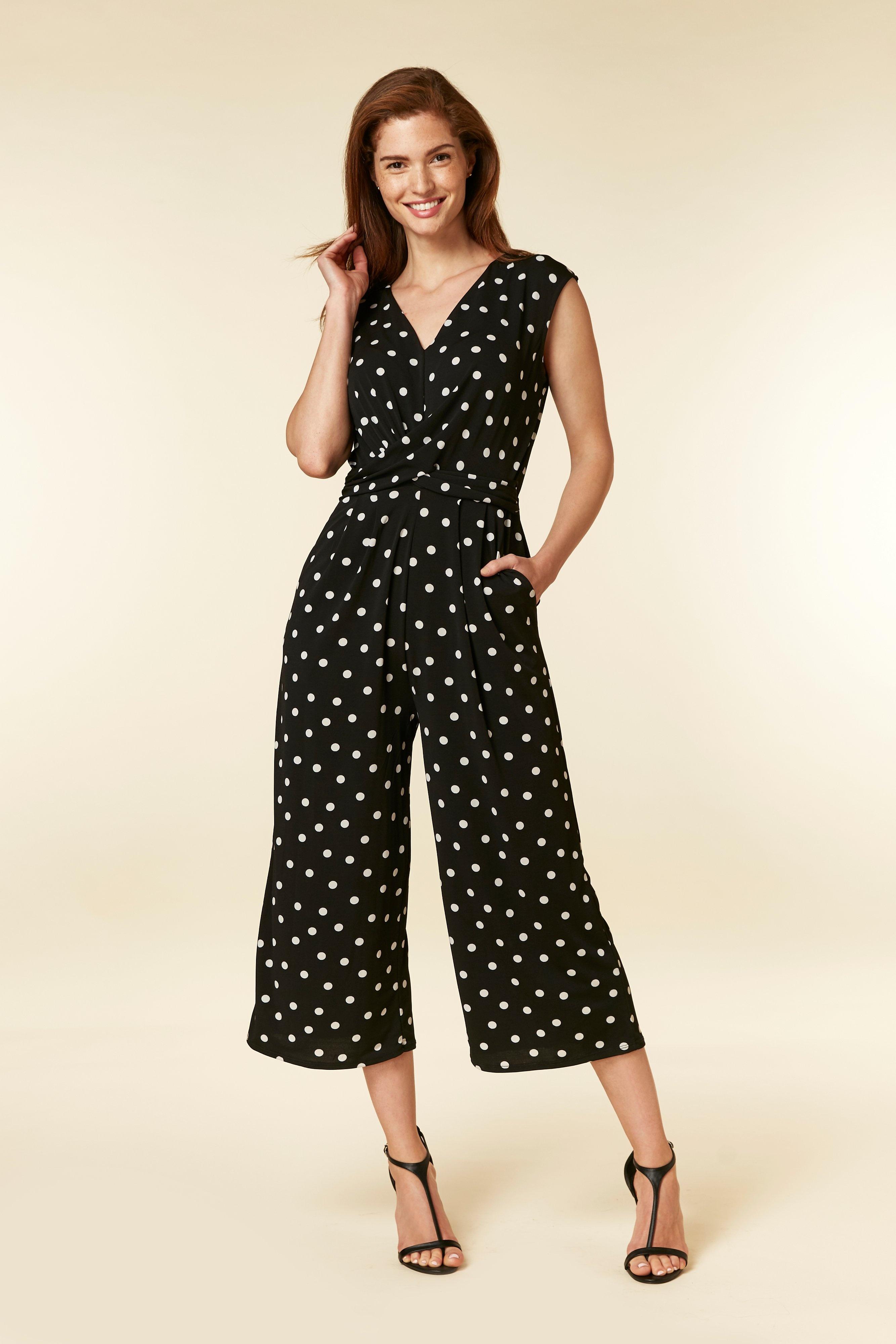 wallis black polka dot jumpsuit