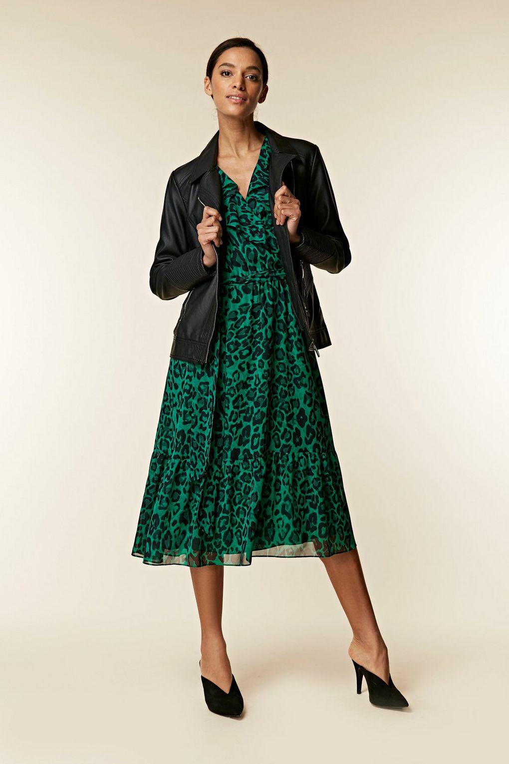 wallis green leopard print dress