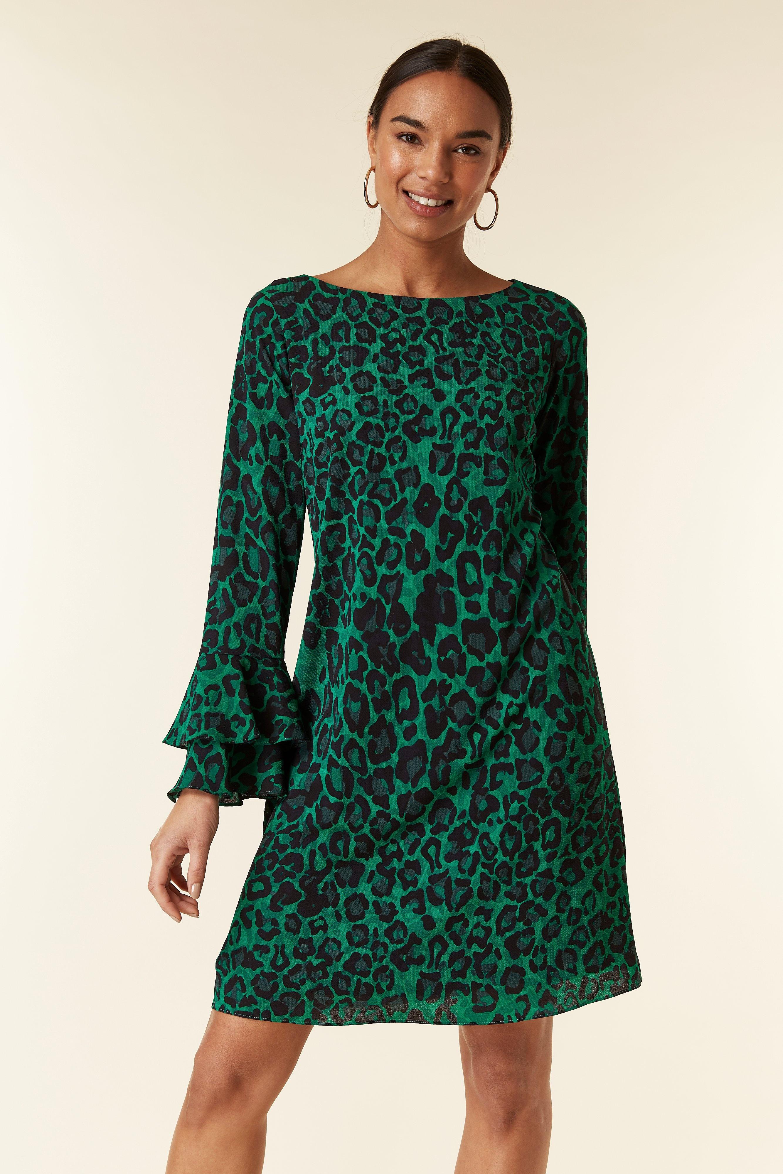 Wallis Green Animal Print Dress Top ...