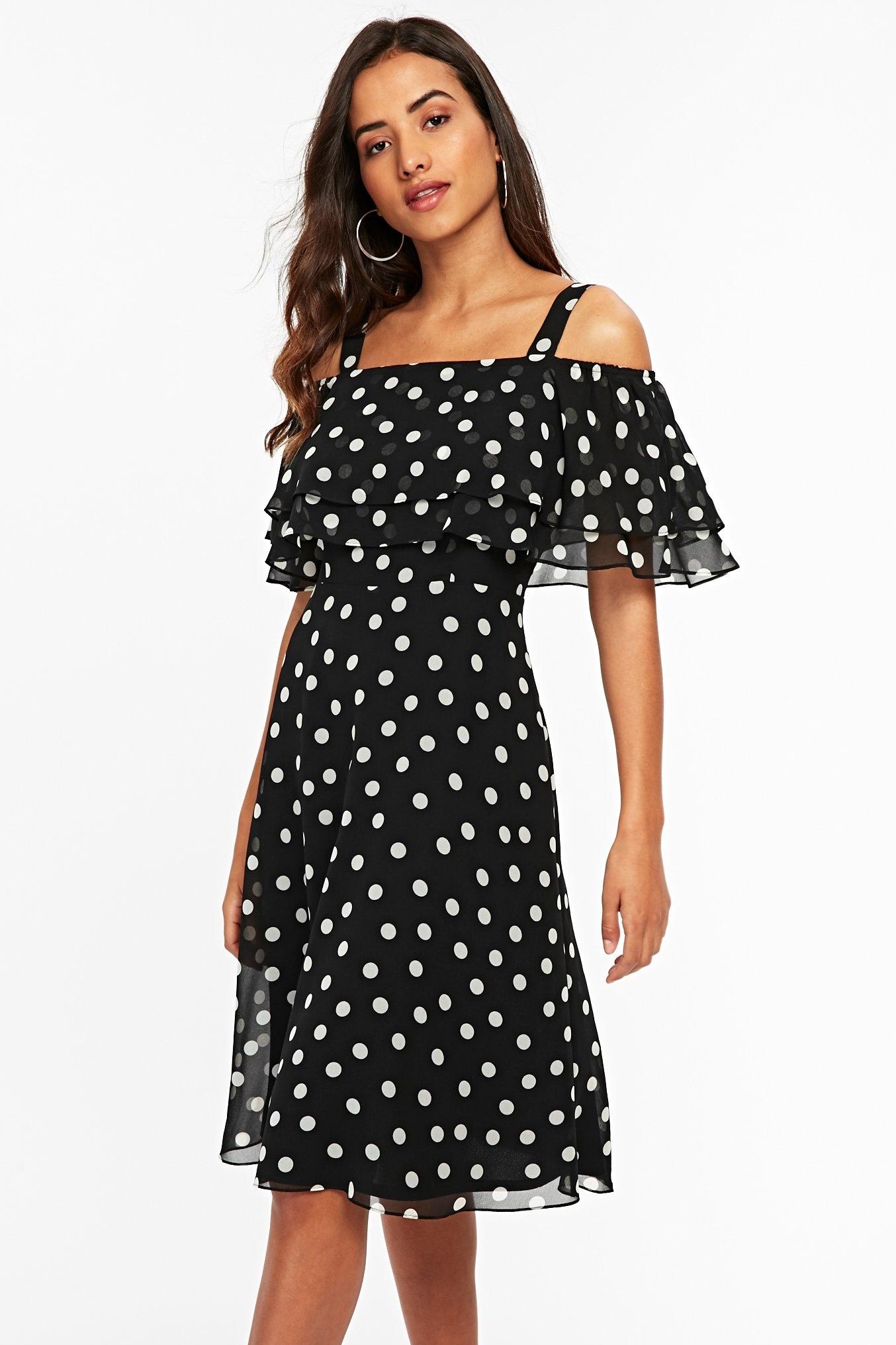 wallis polka dot bardot dress