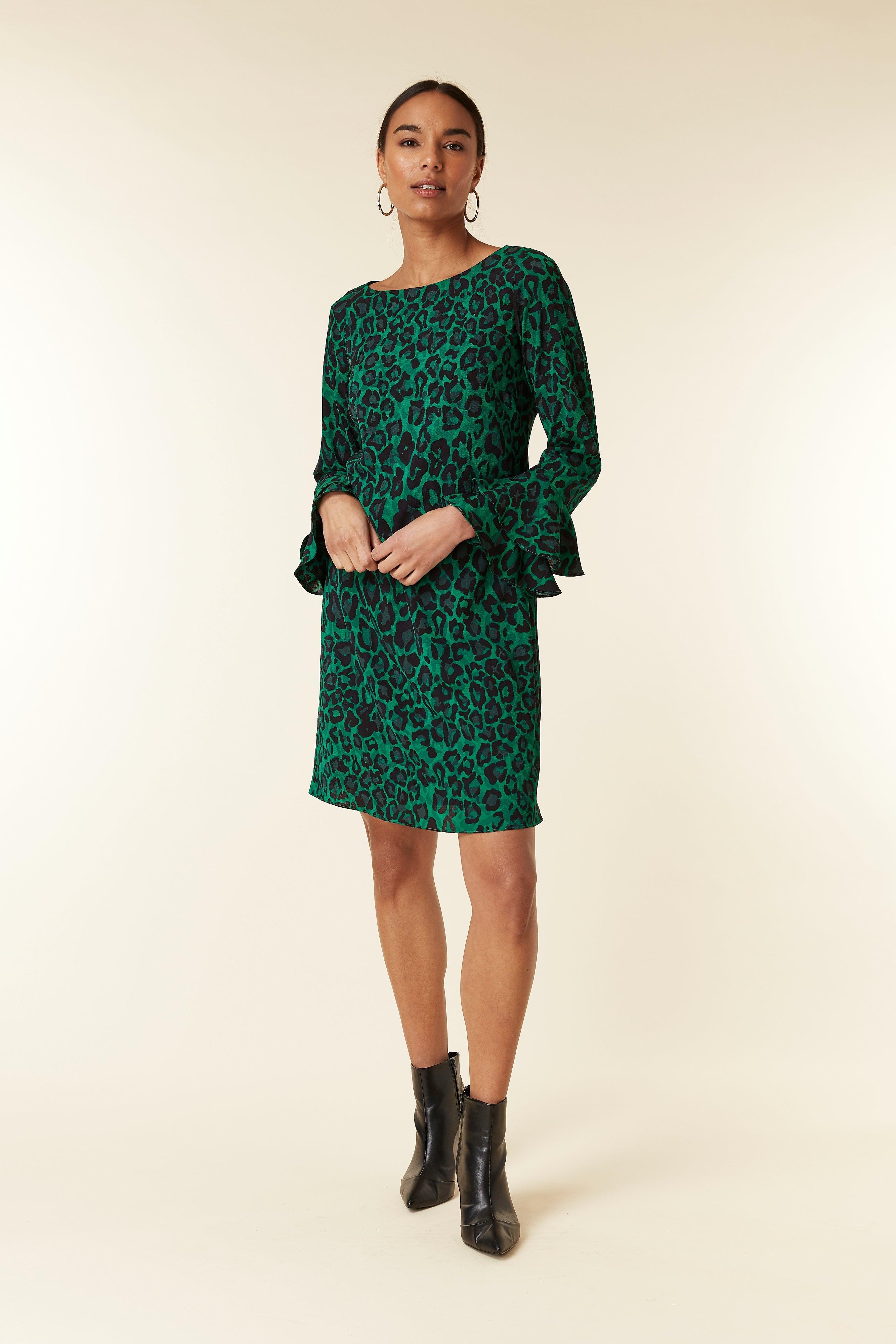 green animal print dress wallis