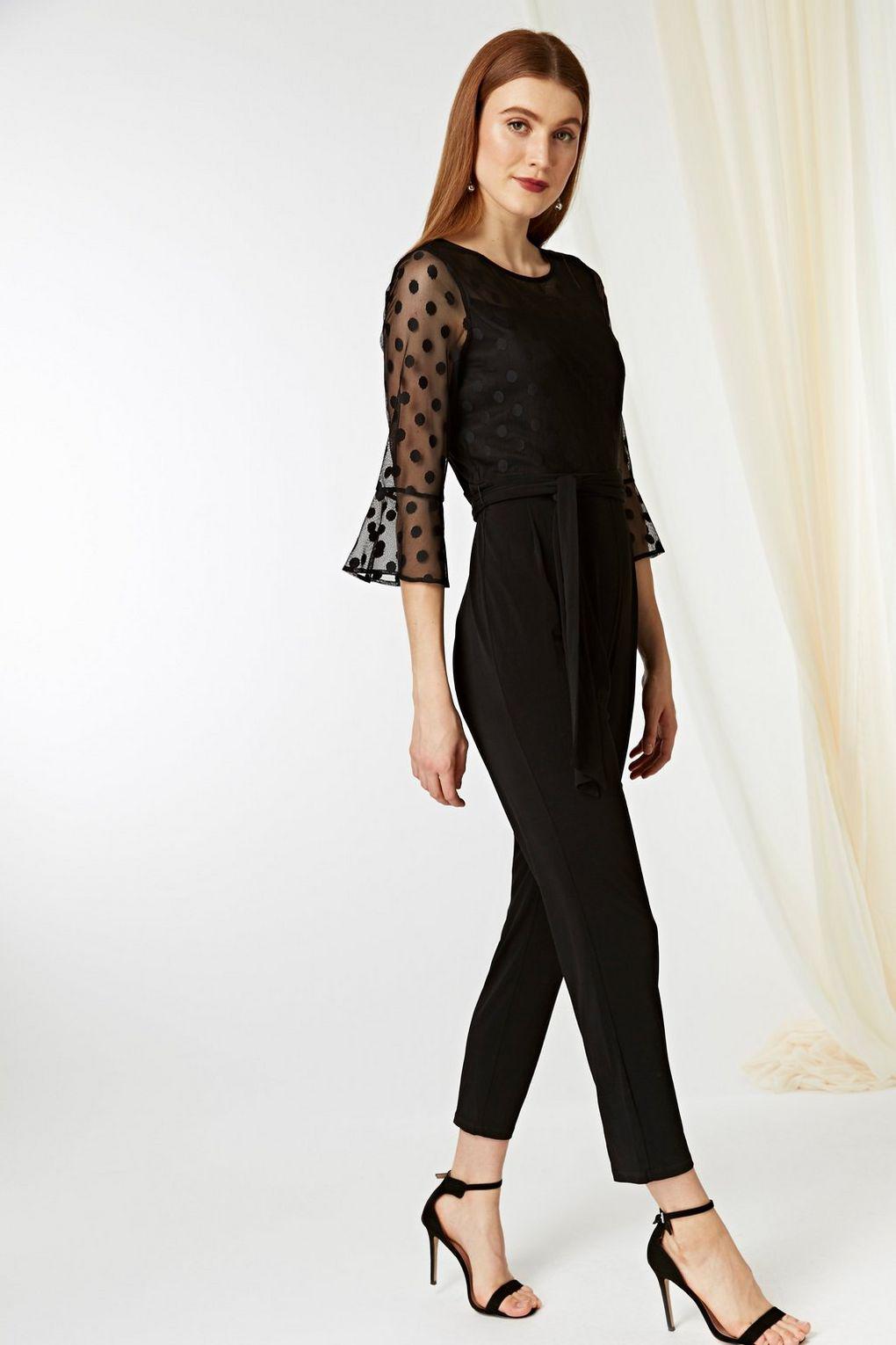 wallis spot mesh jumpsuit