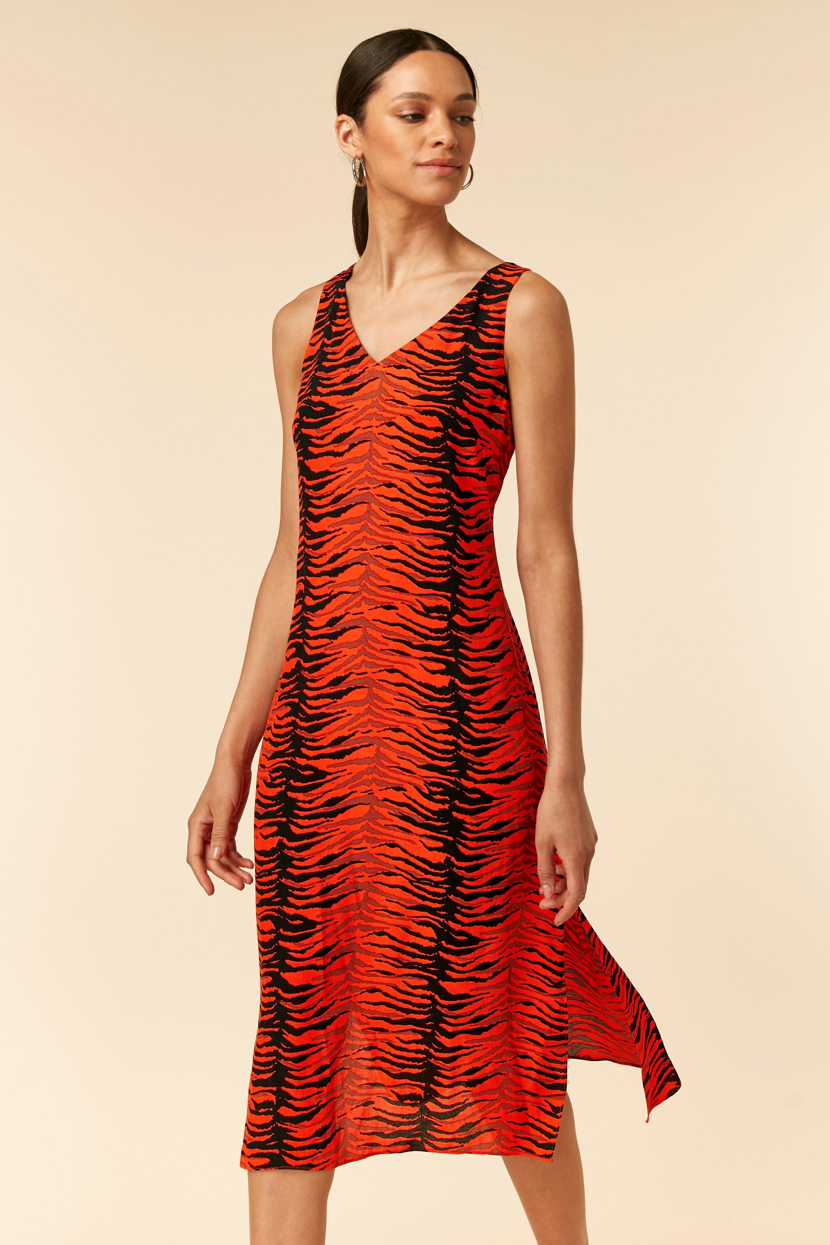 red tiger print dress