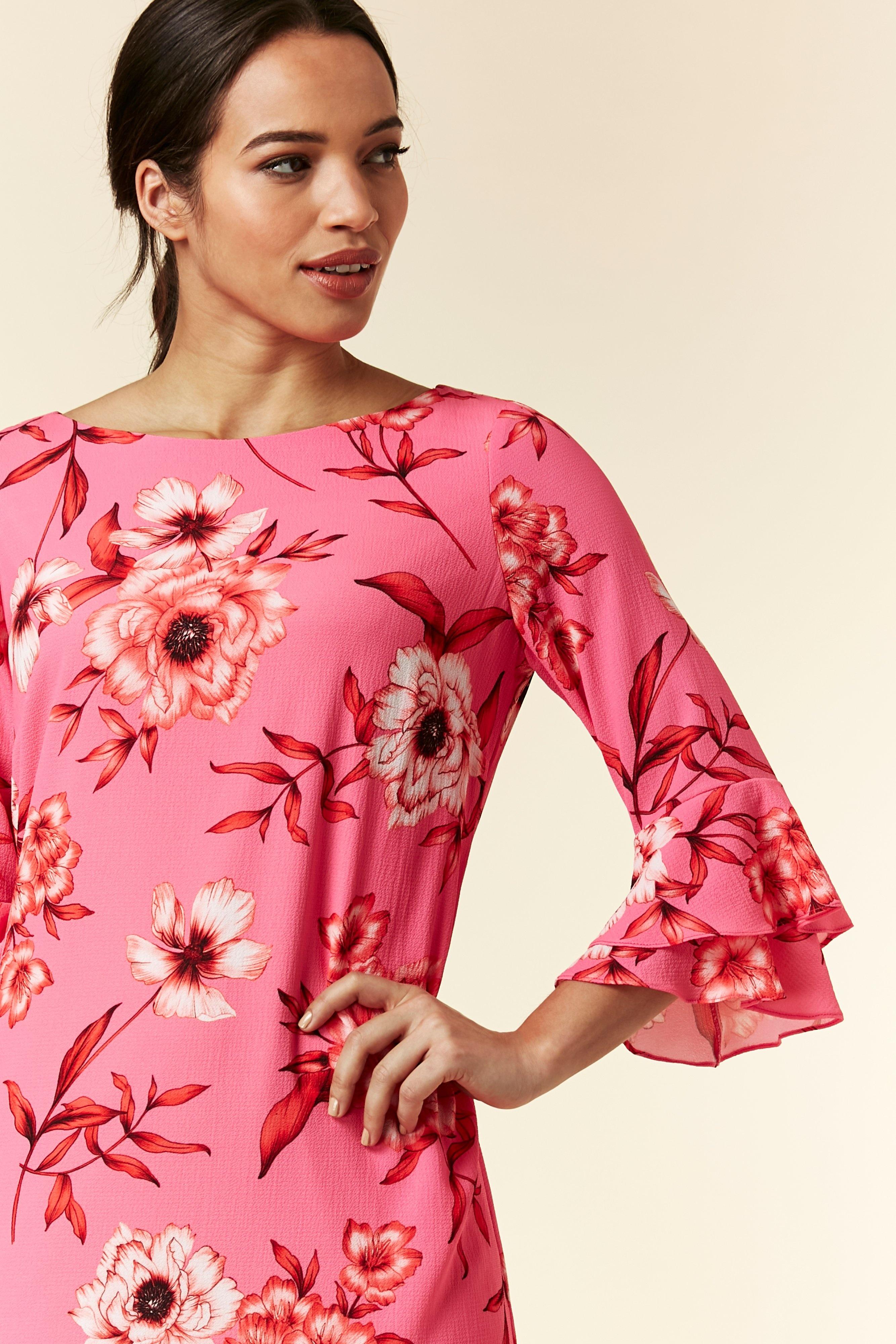 wallis pink floral shift dress