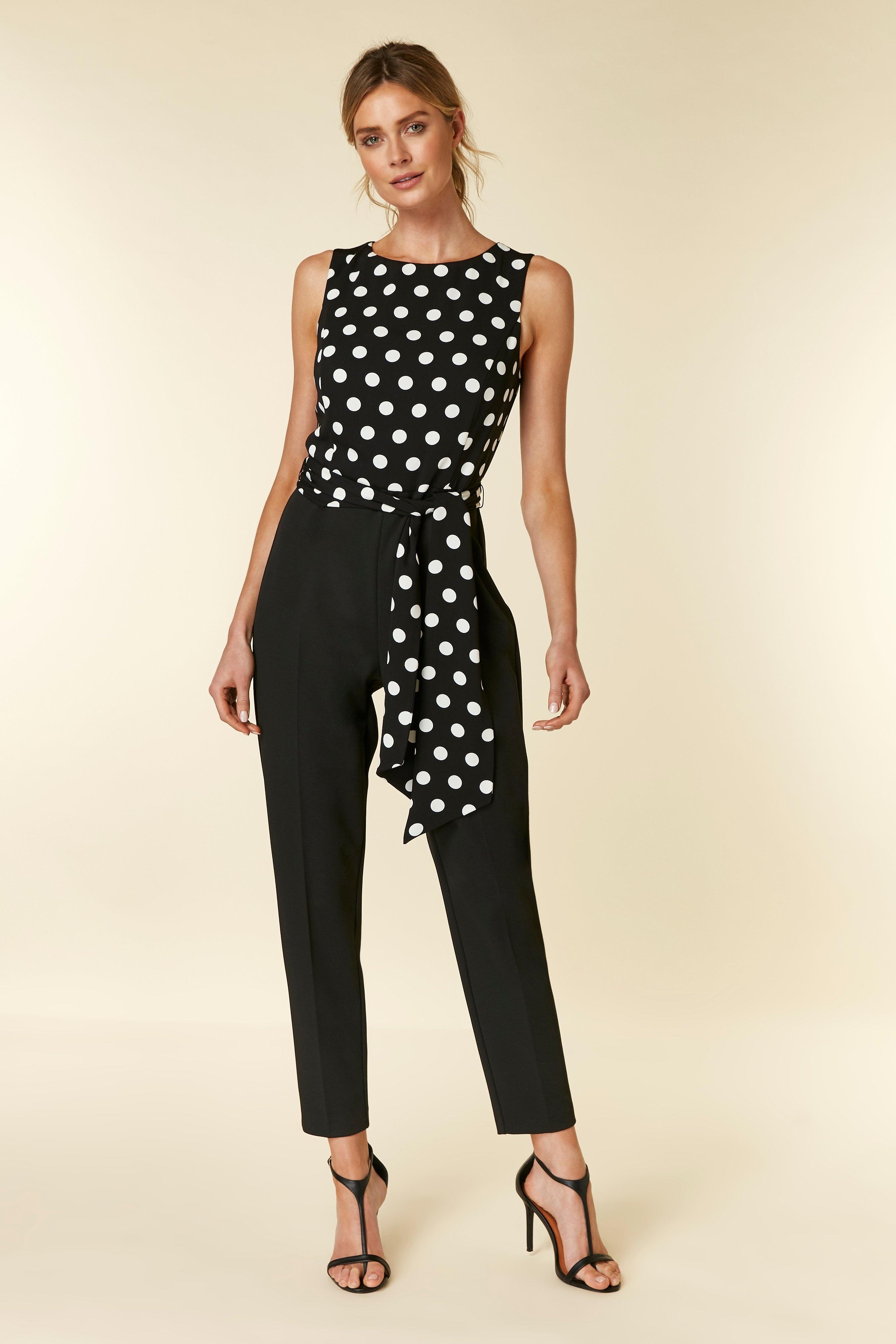 wallis black polka dot jumpsuit