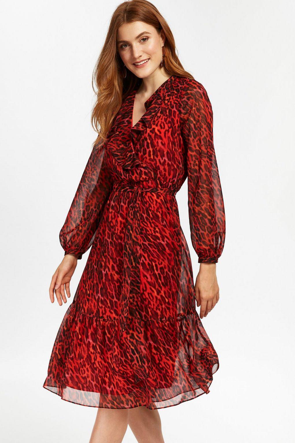 wallis red animal print dress
