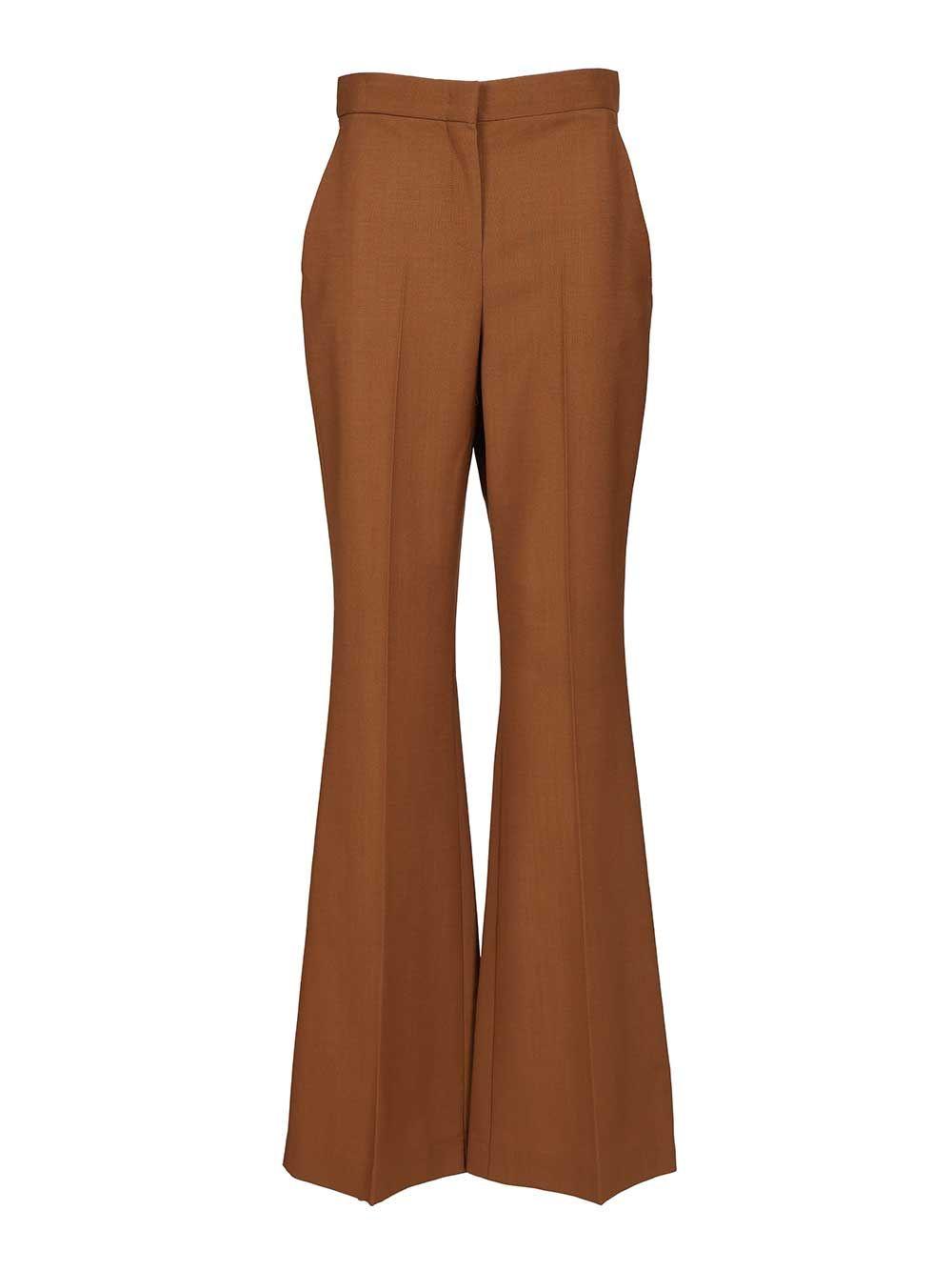 パンツ FENDI FW22 GRAIN DE POUDRE WOOL PANTS (FR6397_AJYFF0GME) FENDI grain-de-poudre Wool Trousers | Brown | FARFETCH MY