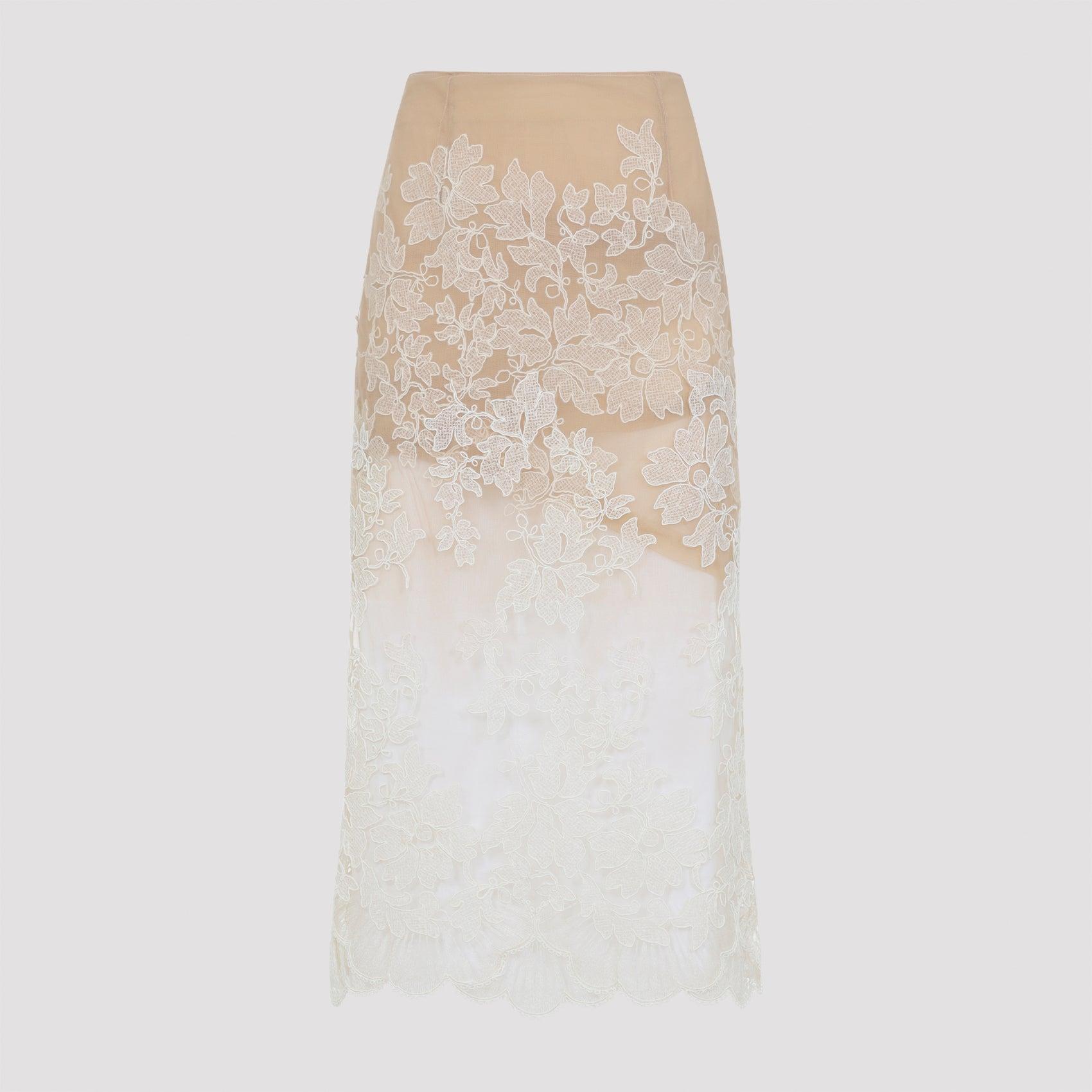 スカート ERMANNO SCERVINO Woman Skirt White D467O315HRY 14300 Ermanno Scervino Broderie Anglaise Maxi Skirt | White | FARFETCH