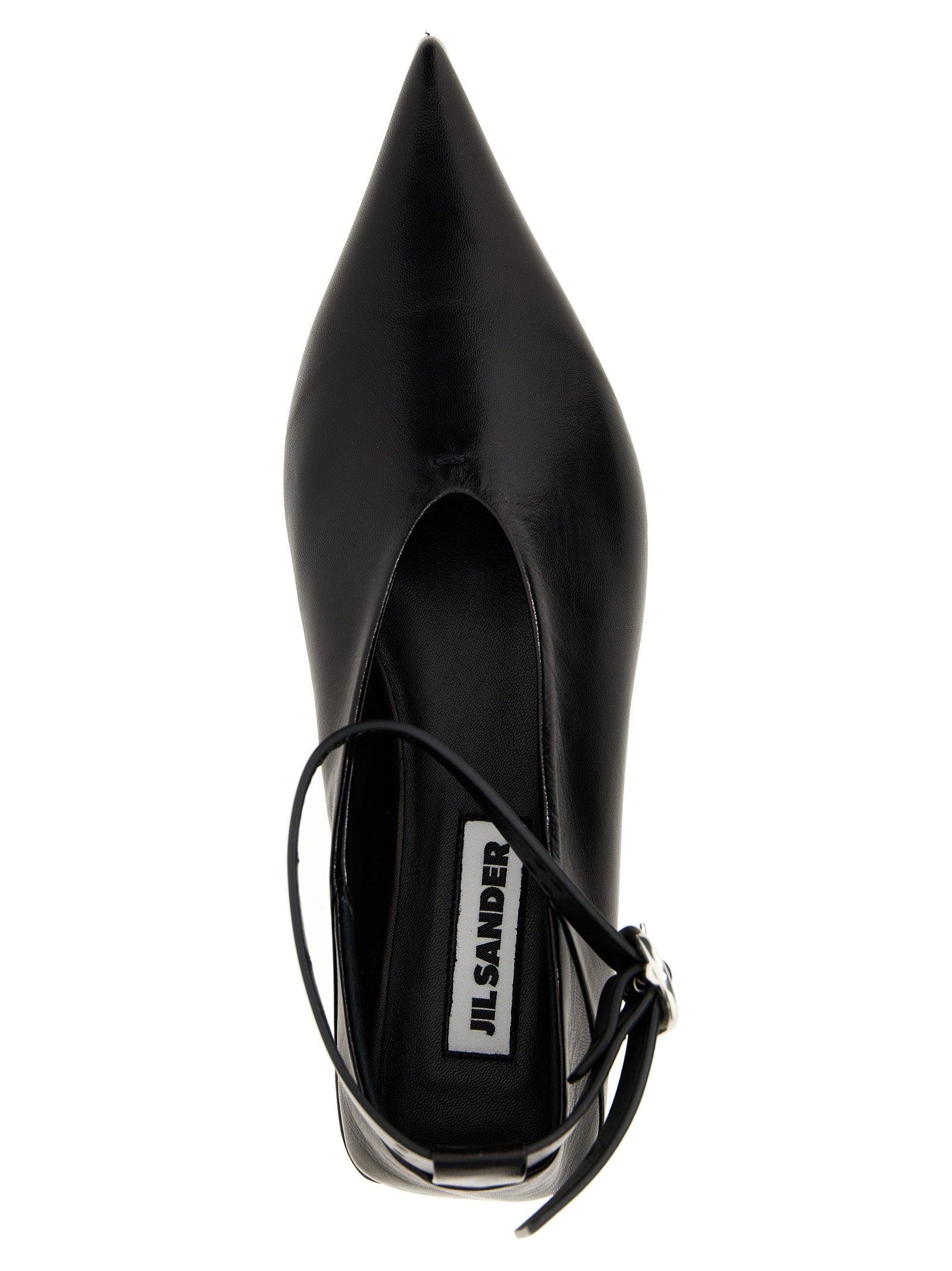 Jil Sander Leather Ballet Flats Flat Shoes in Black | Lyst