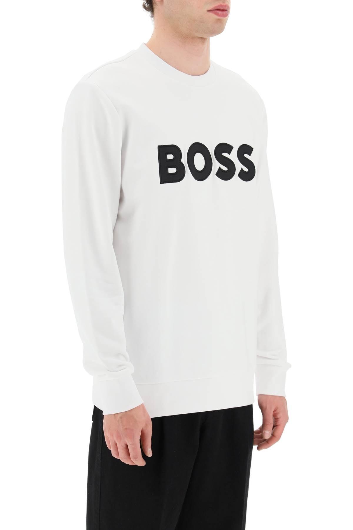 BOSS by HUGO BOSS Patch Logo Crew-neck Sweatshirt in White for Men | Lyst