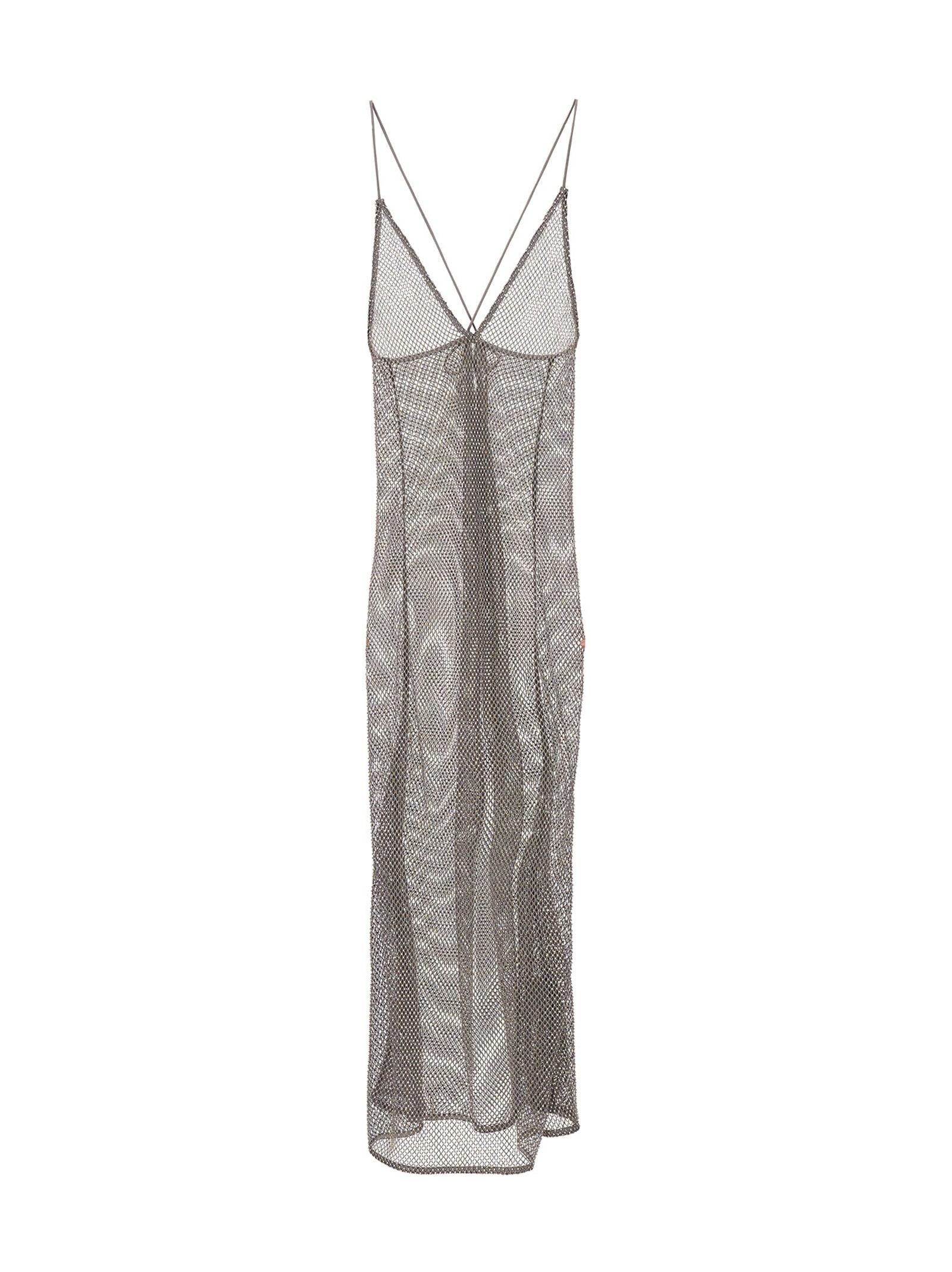 GANNI Embellished Mesh Dress - Silver