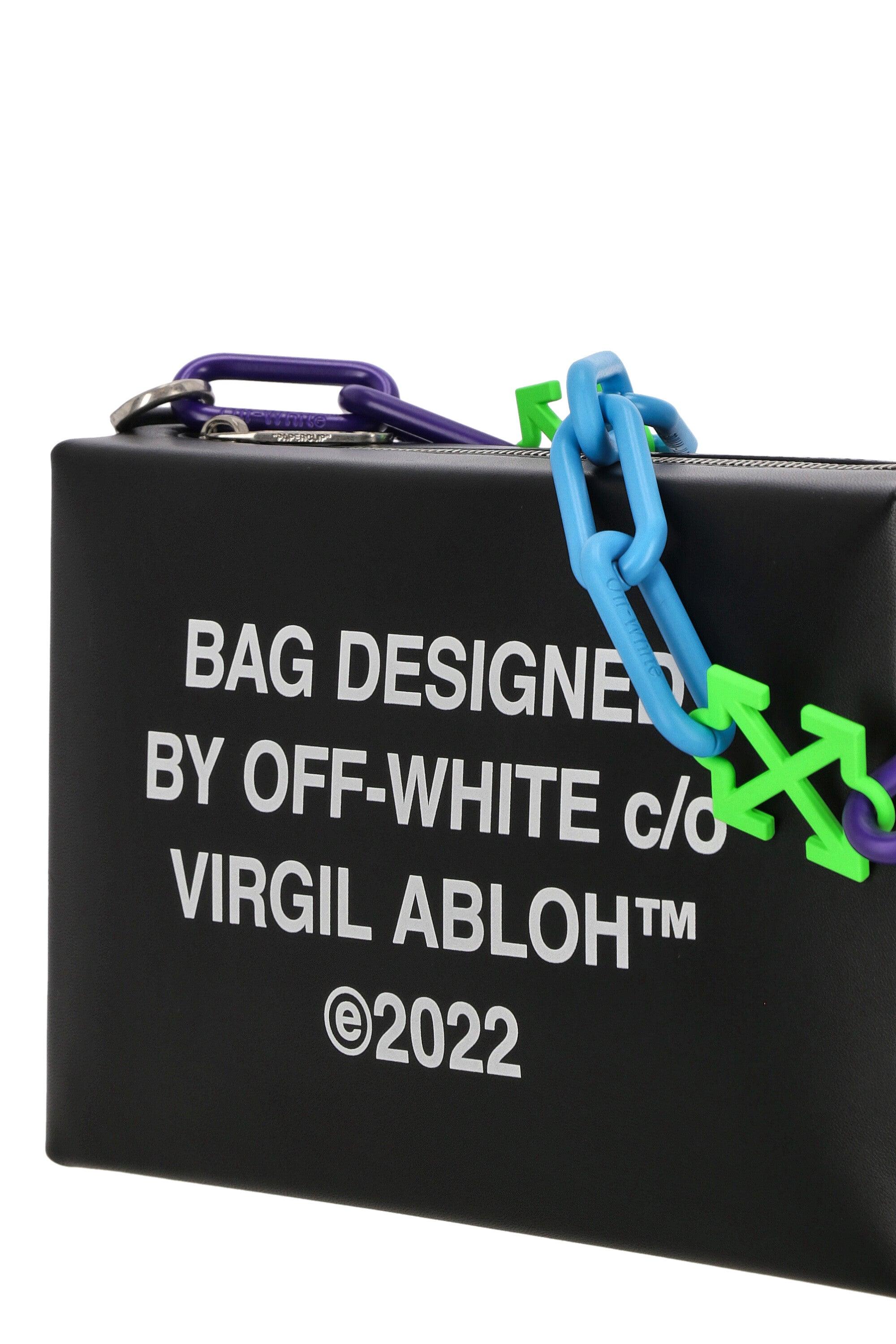 Off-White Block Pouch Quote Clutch Bag - Black