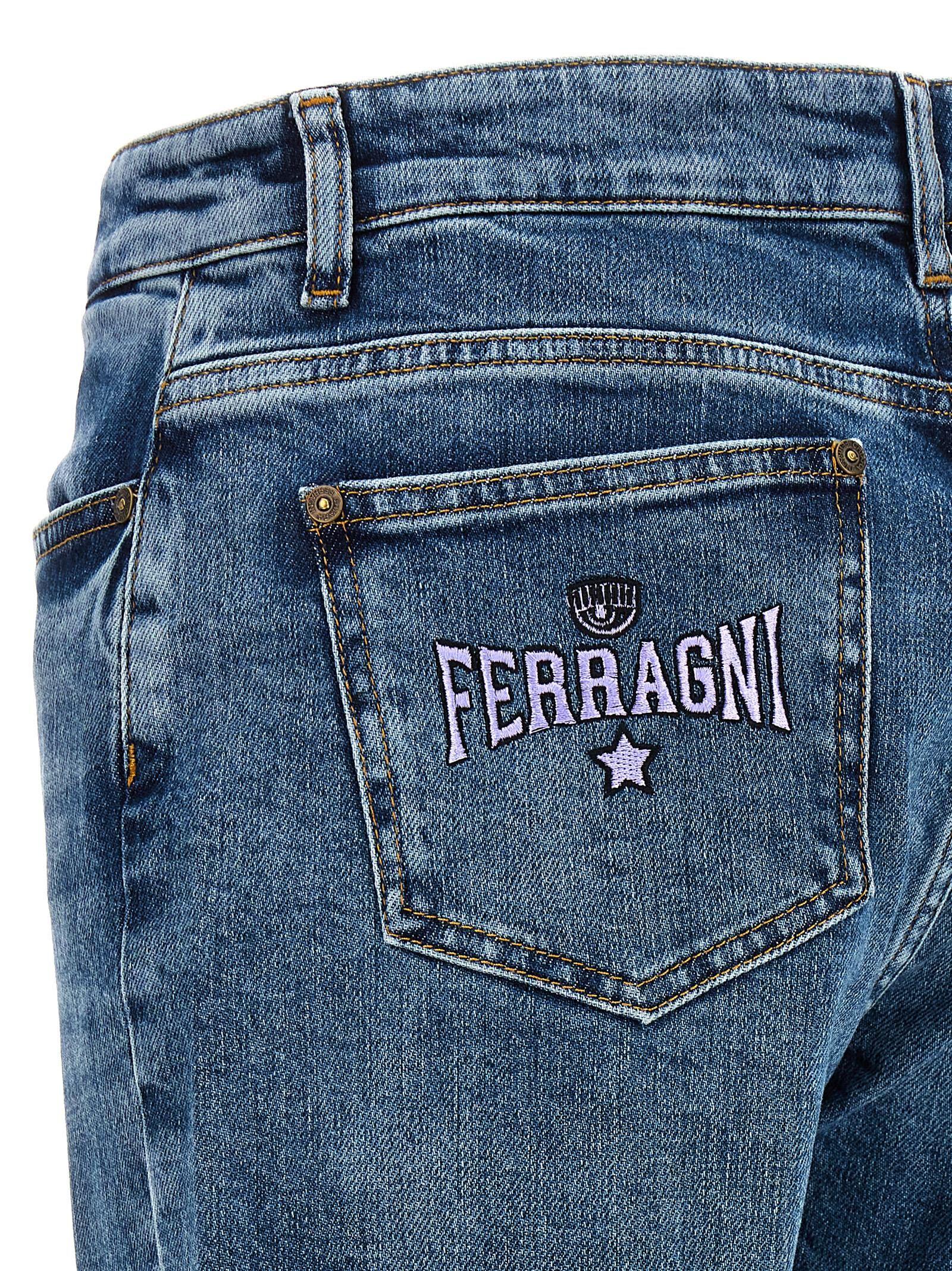 デニム・ジーパン CHIARA FERRAGNI BRAND Logo jeans Blue Levi's x CHIARA FERRAGNI 501 Women Blue Regular Straight Fit