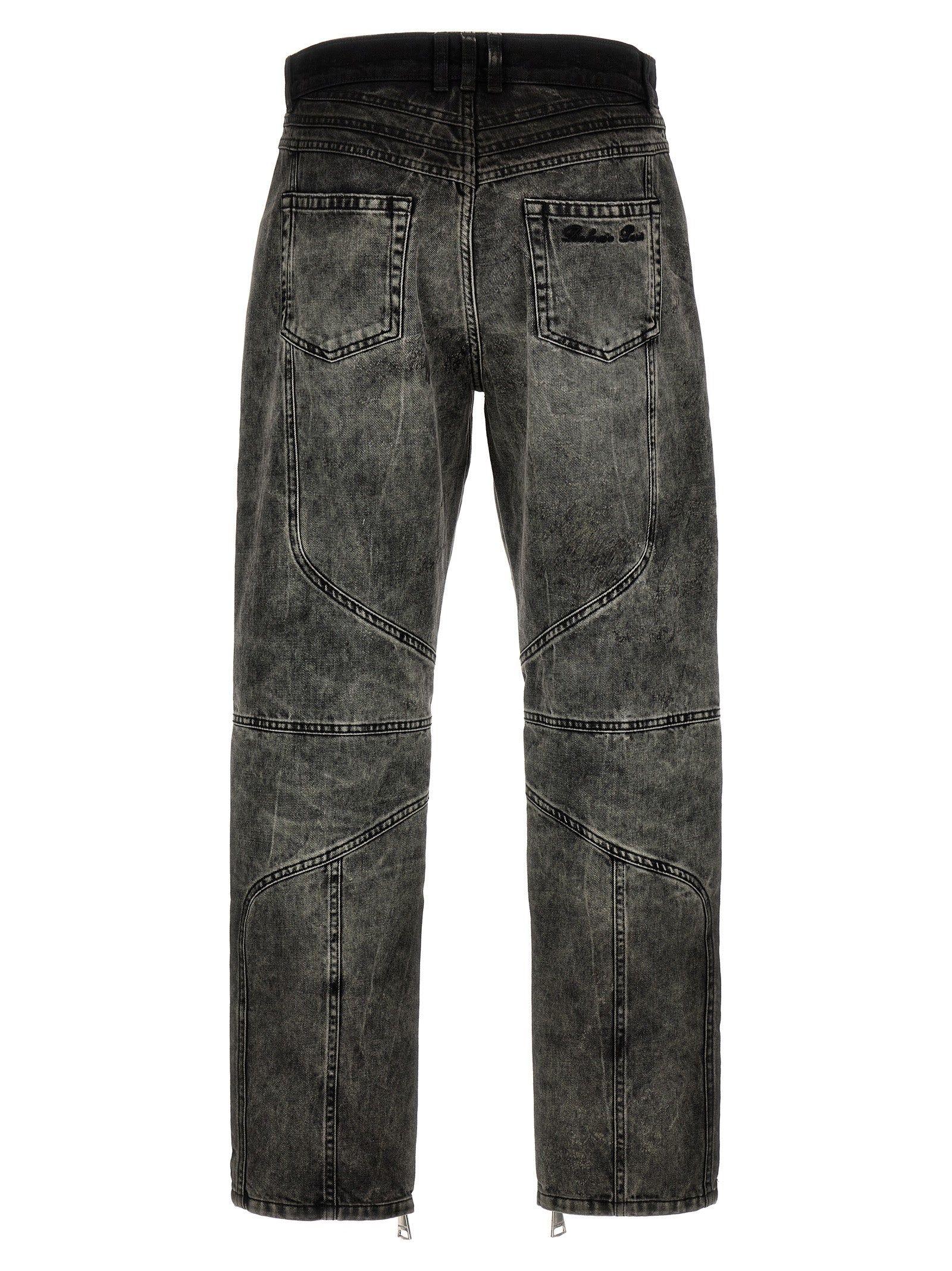 BALMAIN denim high-waist slim-fit jeans with distressed effect - Blue -  AH1MG000DC996FF | Tizianafausti.com