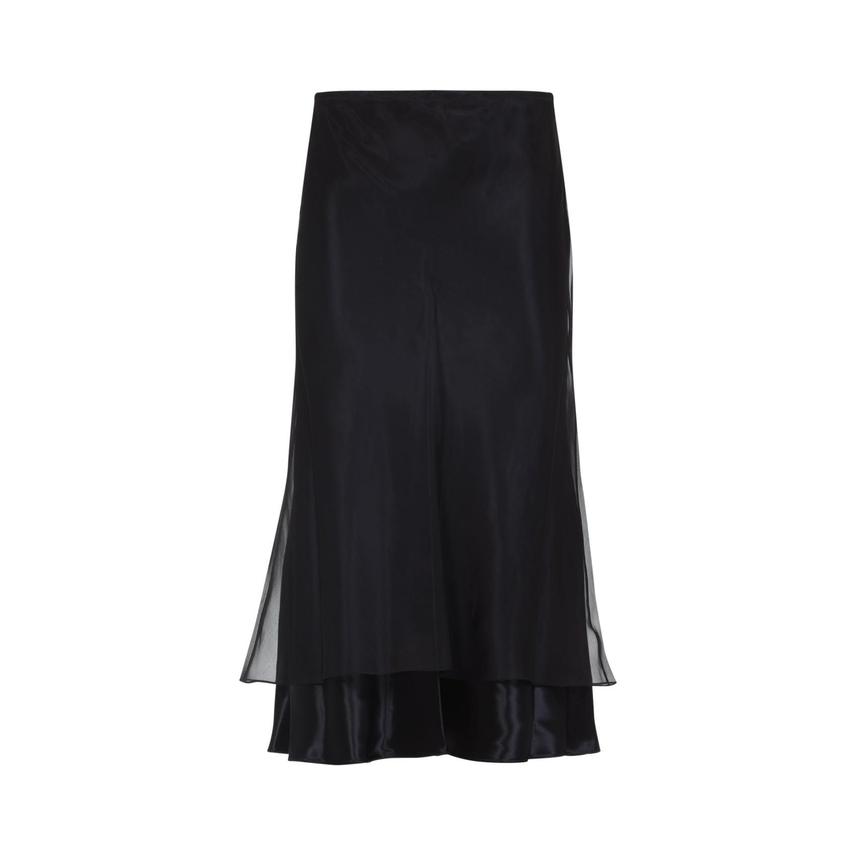 KHAITE Monina Viscose Midi Skirt in Black | Lyst