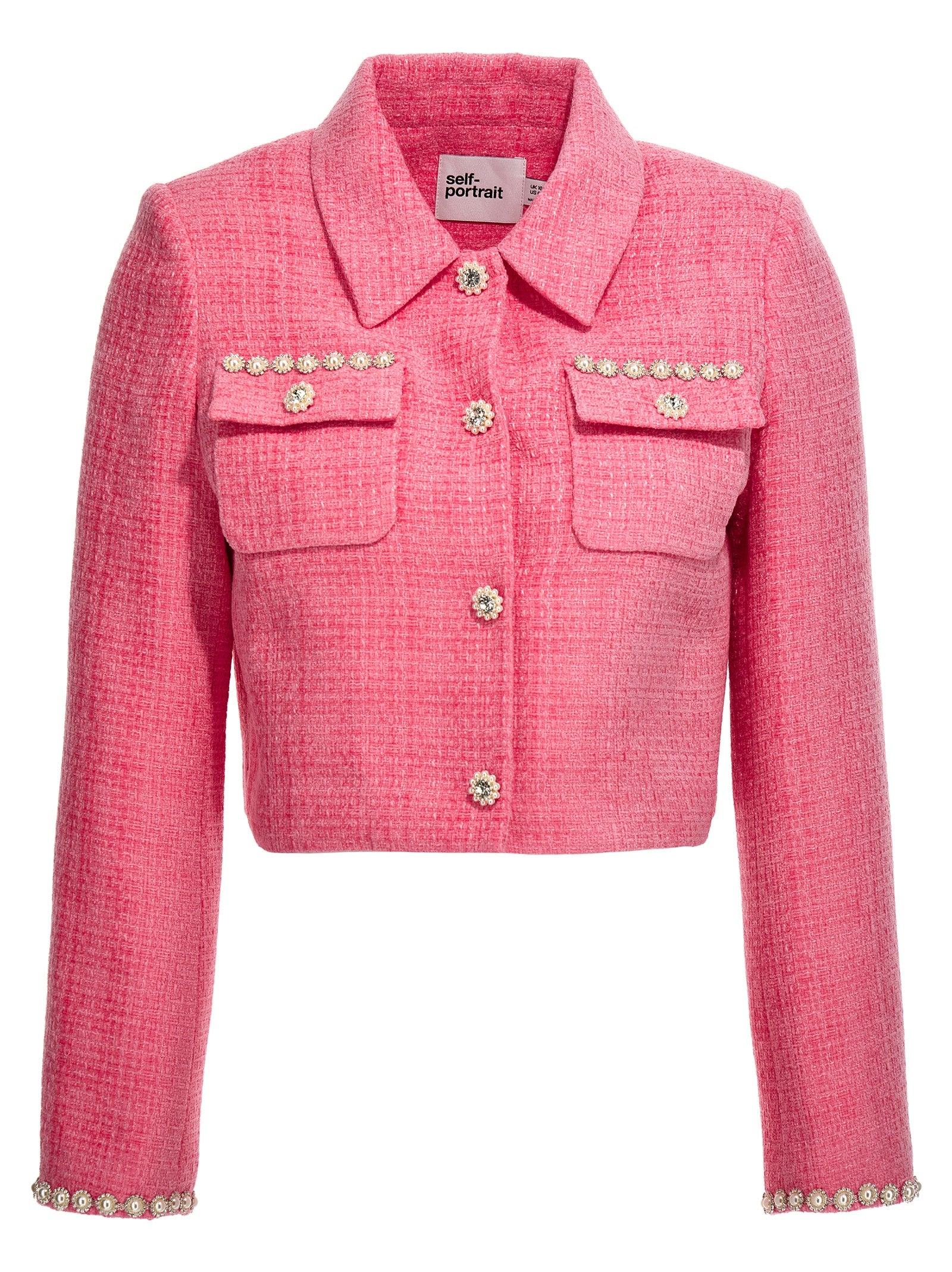 Self-Portrait Boucle Jackets in Pink | Lyst