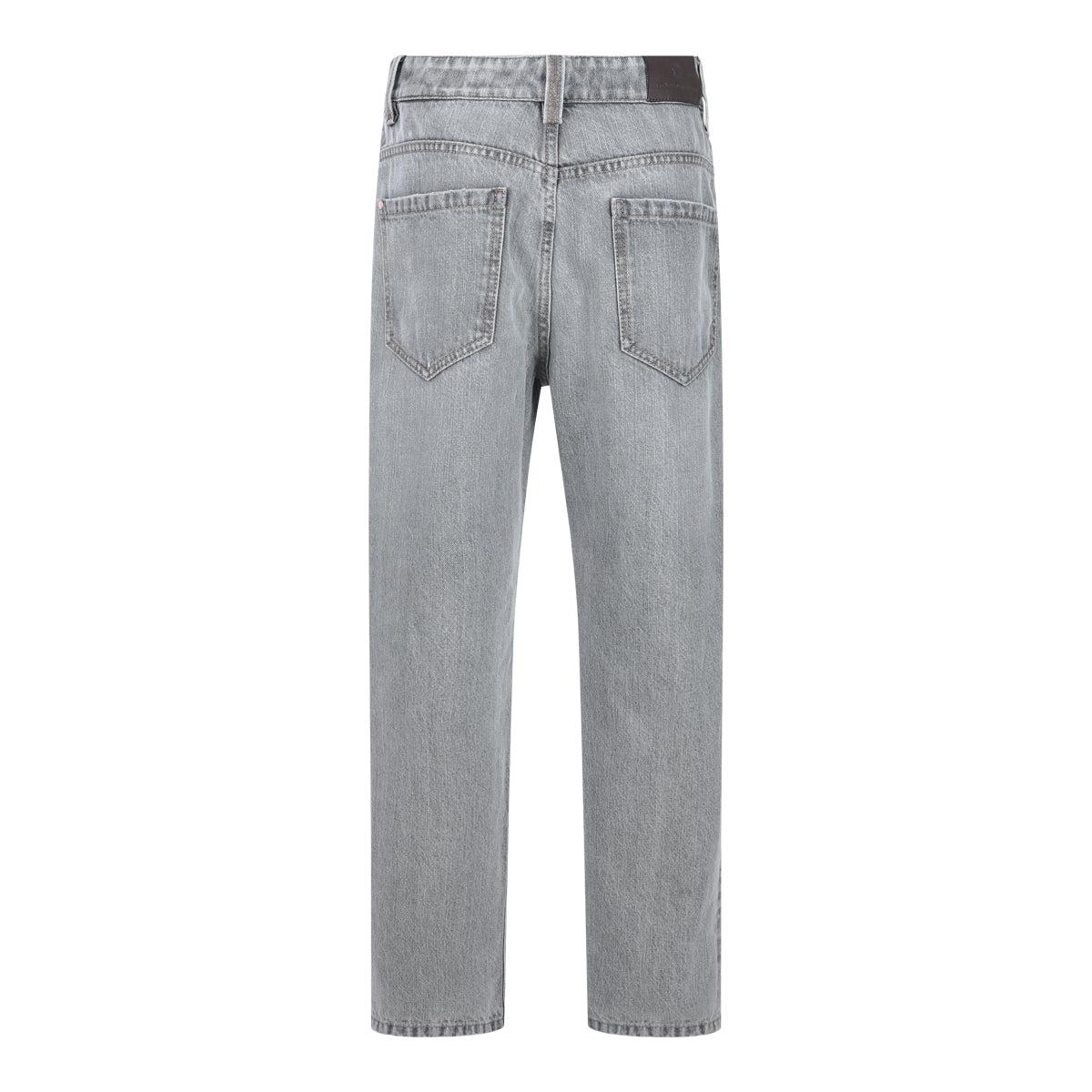 パンツ BRUNELLO CUCINELLI CONTEMPORARY SQUARE DENIM PANTS WITH JEWE Sartorial square trousers for Woman in Dark Denim | Brunello
