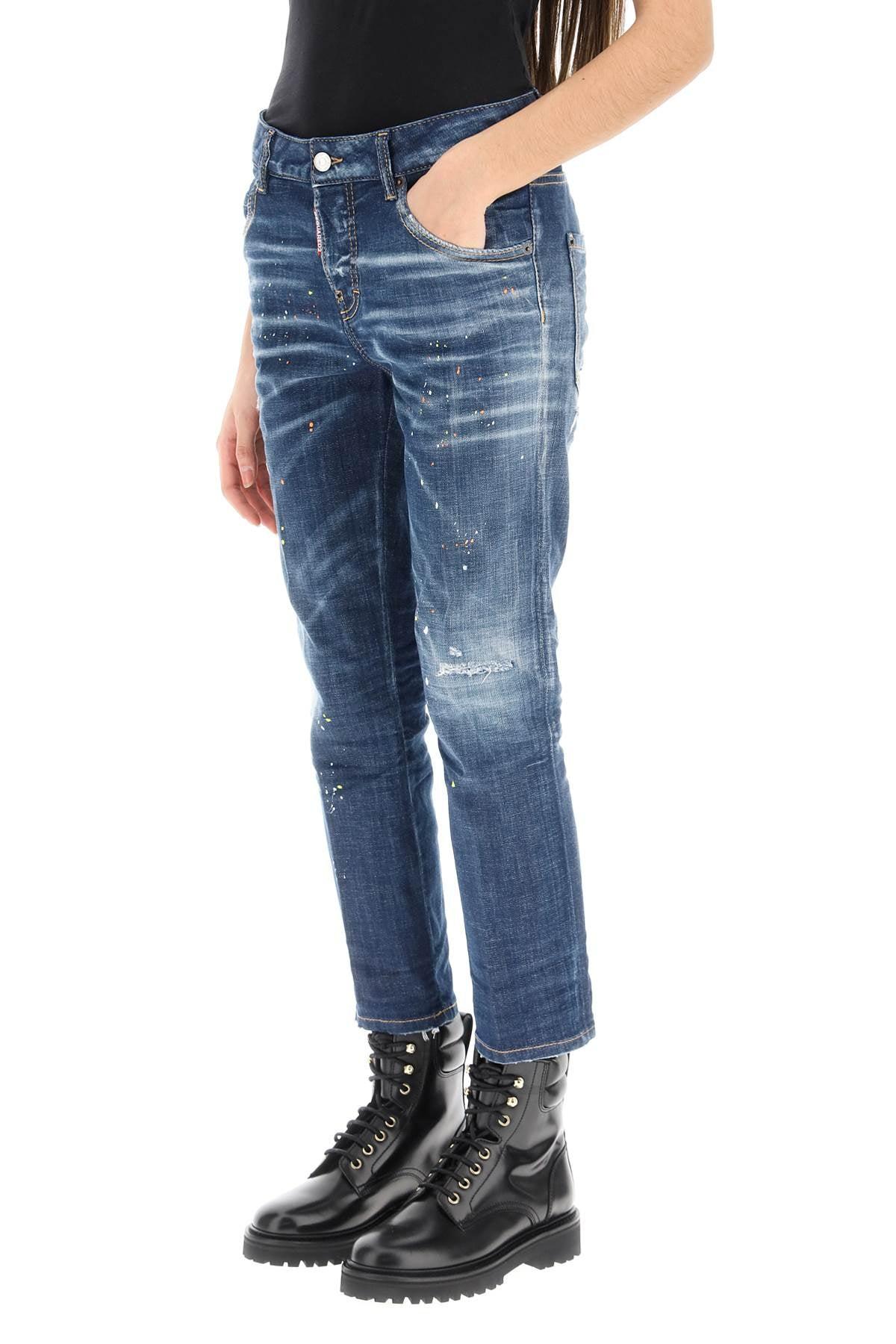 DSquared² Dark Techno Surf Wash Cool Girl Cropped Jeans in Blue | Lyst
