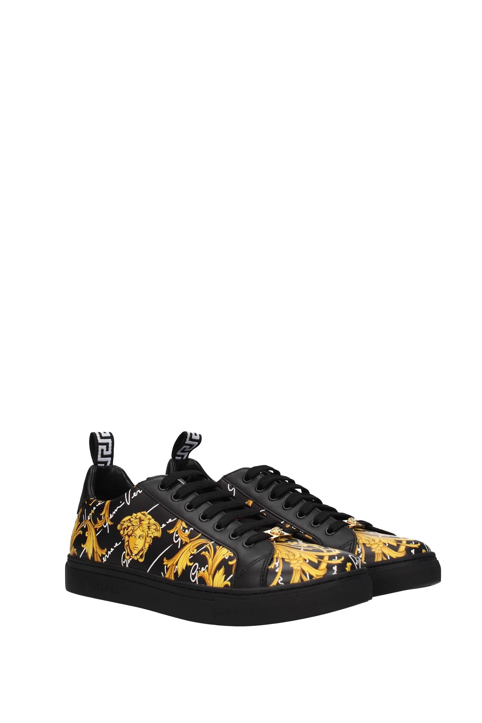 Versace sneakers black sales and gold