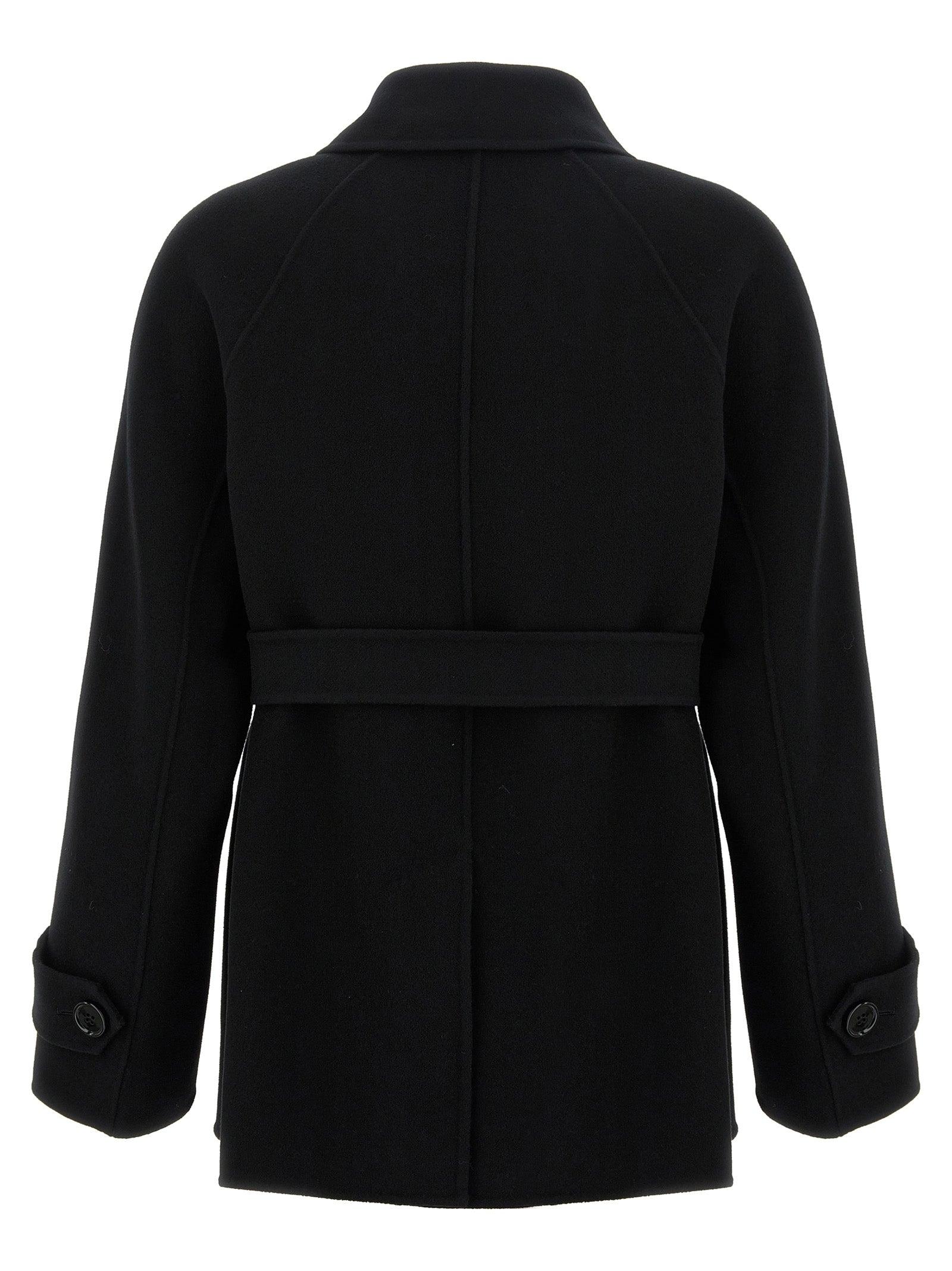 トレンチコート MAX MARA BLACK LONG TRENCH IN SABLE Max Mara Black long trench in sable | REVERSIBLE