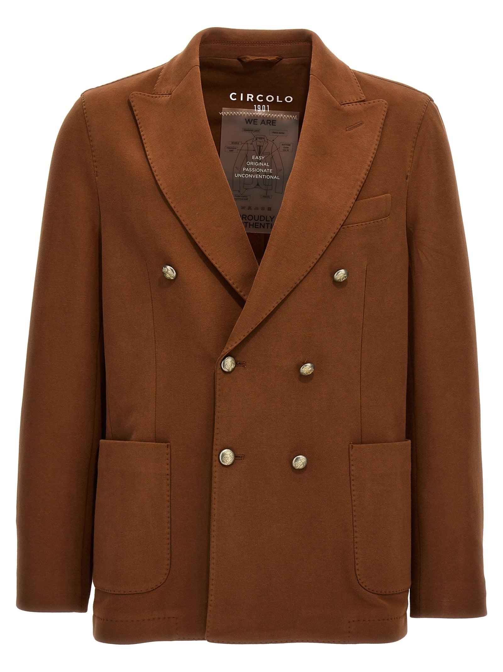 Circolo 1901 Double-breasted Jersey Blazer Jackets in Brown for Men | Lyst