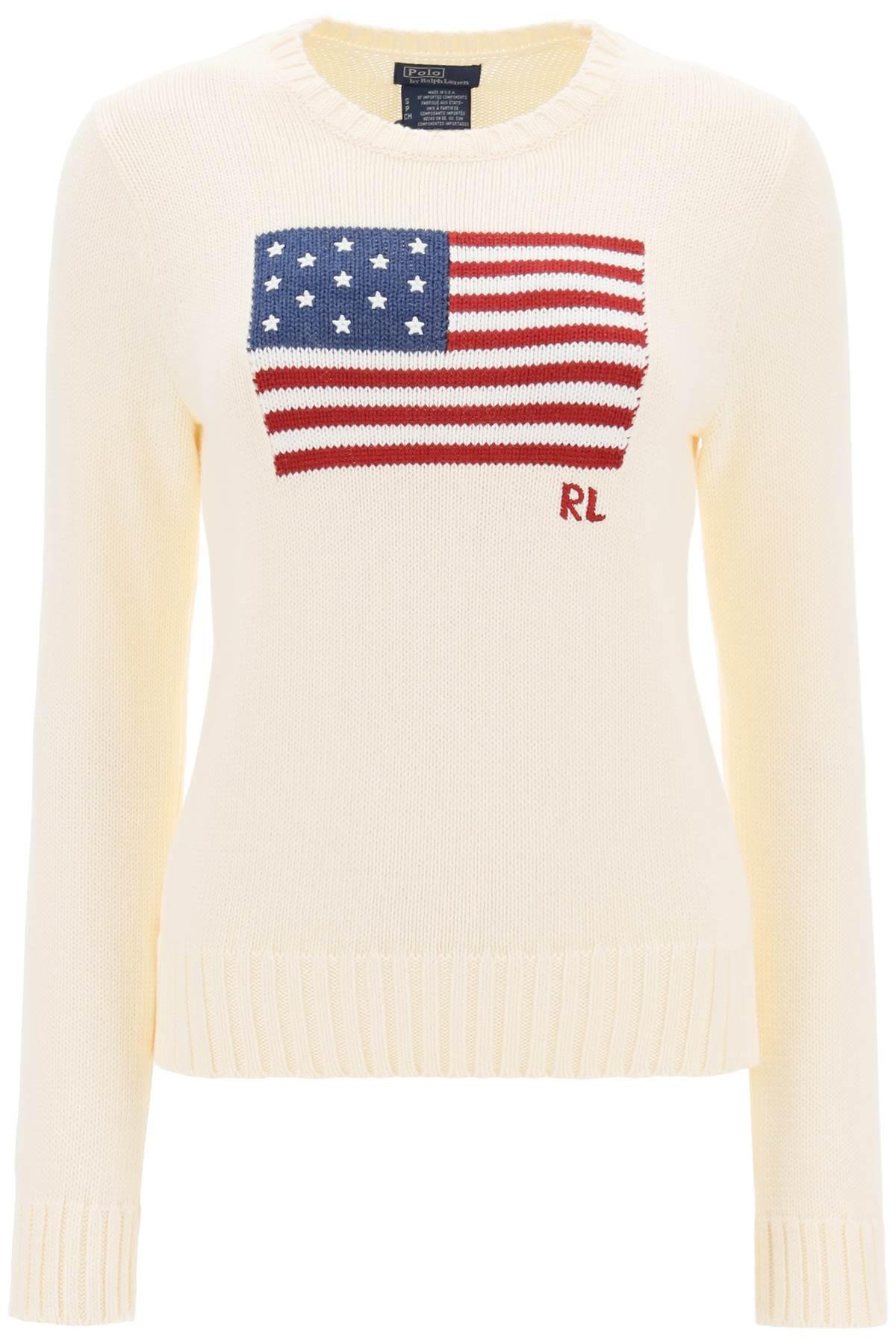 Polo Ralph Lauren Cotton Sweater With Flag Intarsia in White | Lyst