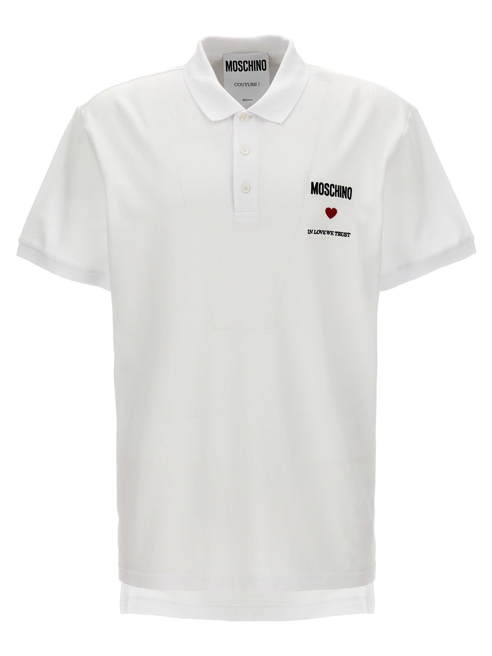 Moschino Logo Polo in White for Men Lyst