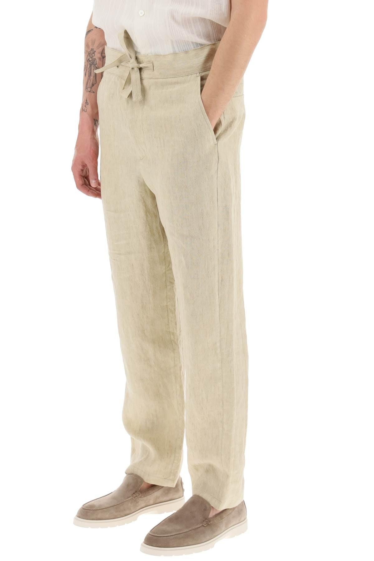 Moderniseren Terzijde houder Emporio Armani Linen Pants in Natural for Men | Lyst