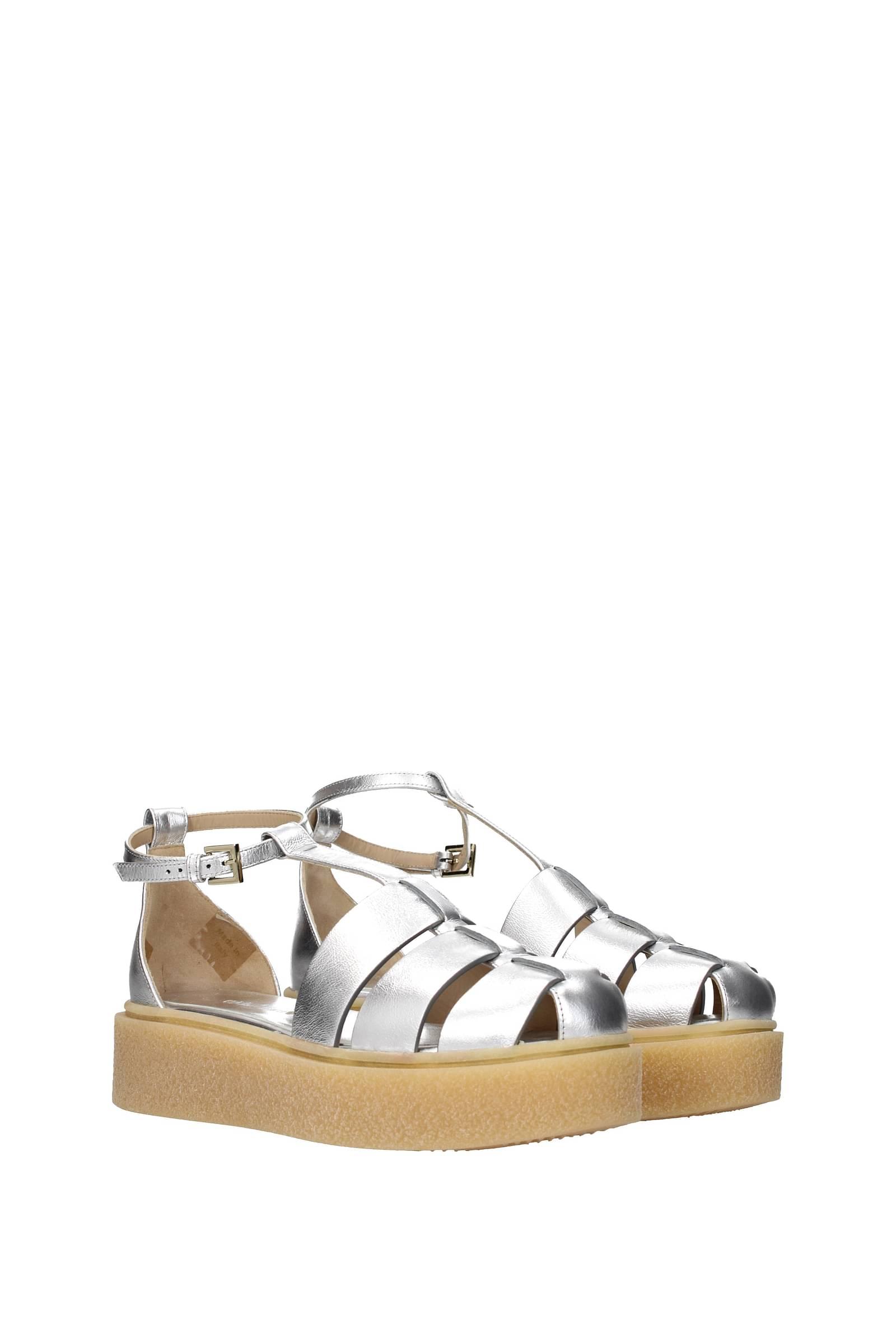 Max Mara Sandals Gums Leather Silver in White | Lyst