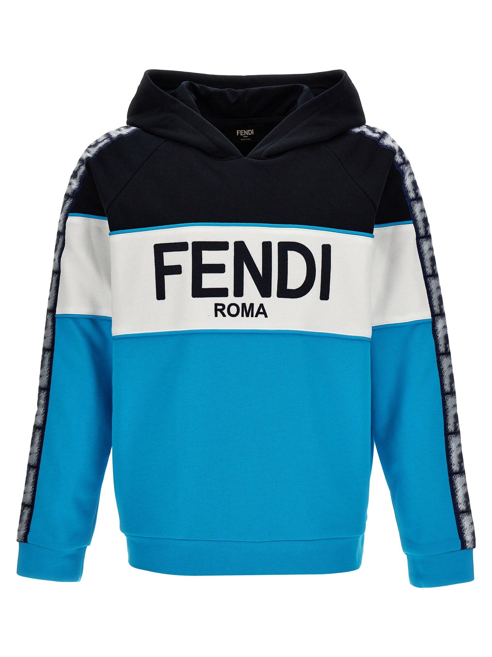 Fendi Logo Hoodie Sweatshirt Blue for Men | Lyst