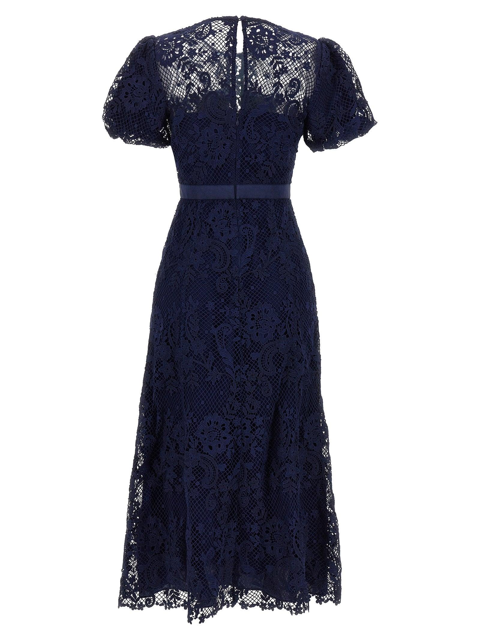 Self-Portrait Lace Midi Dress in Blue Lyst