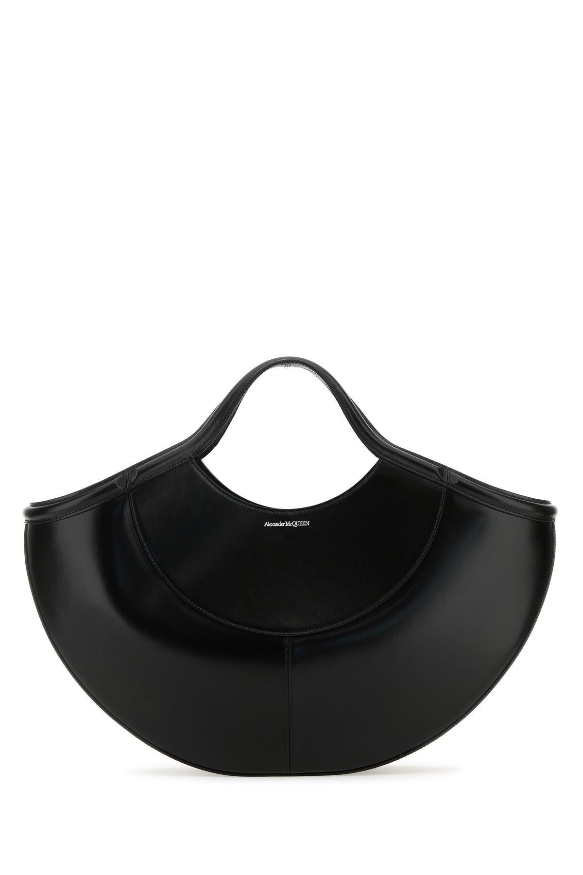 トートバッグ ALEXANDER MCQUEEN BLACK LEATHER THE COVE SHOPPING BAG Alexander McQueen Cove Leather Tote Bag | Black | FARFETCH