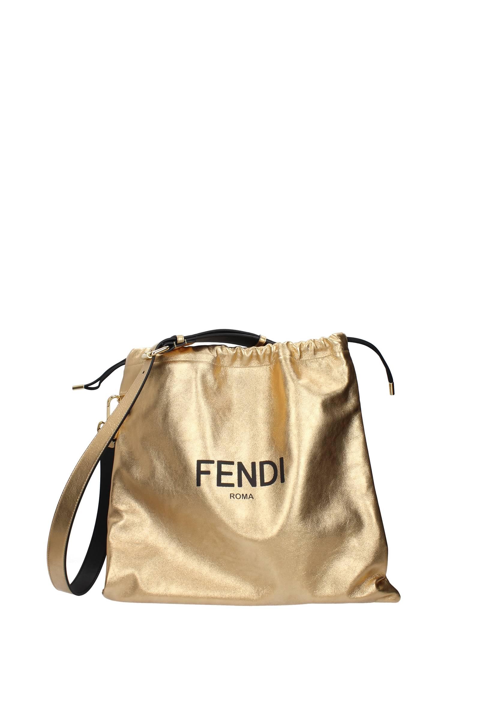 Fendi Crossbody Bag Leather Gold in Natural | Lyst