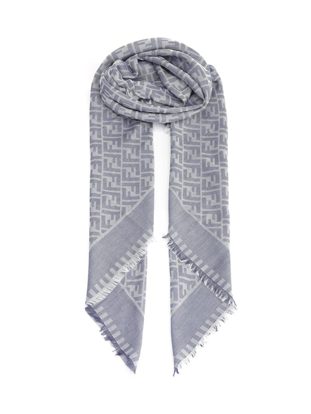【関税＆送料込み】Fendi Fringed Edge Ff Cotton Large Shawl Fendi Fringed Cashmere-jacquard Scarf in Brown | Lyst