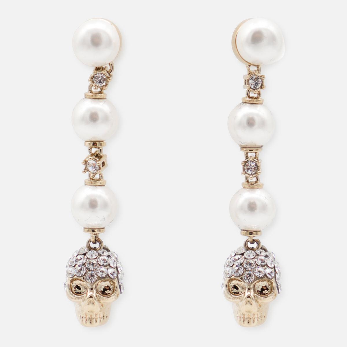 ★関税込★ McQUEEN クリスタル装飾スカル ピアス mcqueen_earrings_golden_hearts