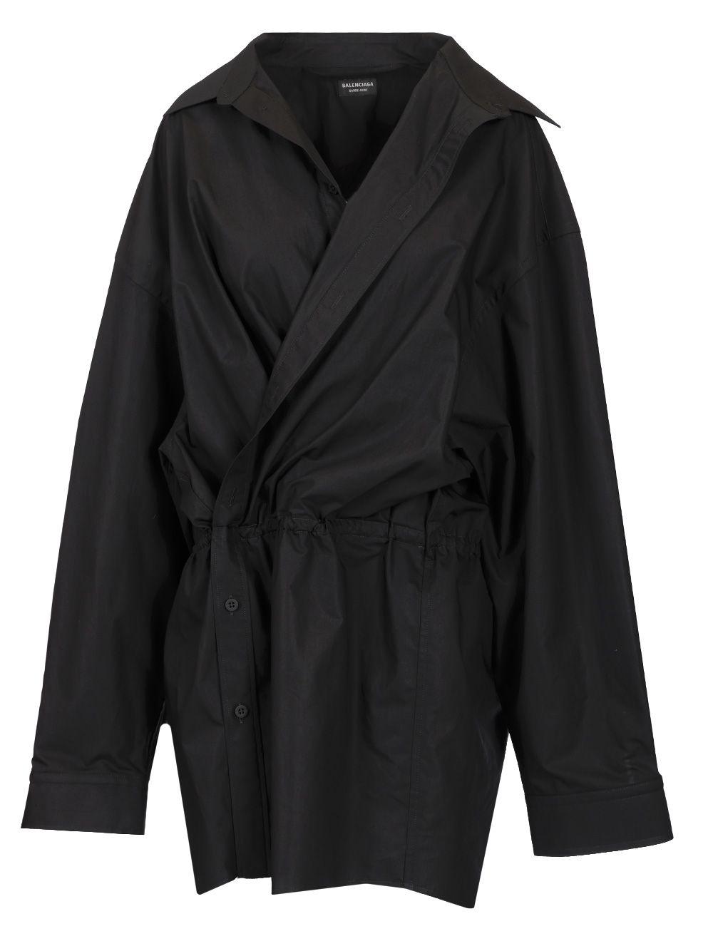 Balenciaga Poplin Shirt Dress Dresses in Black | Lyst