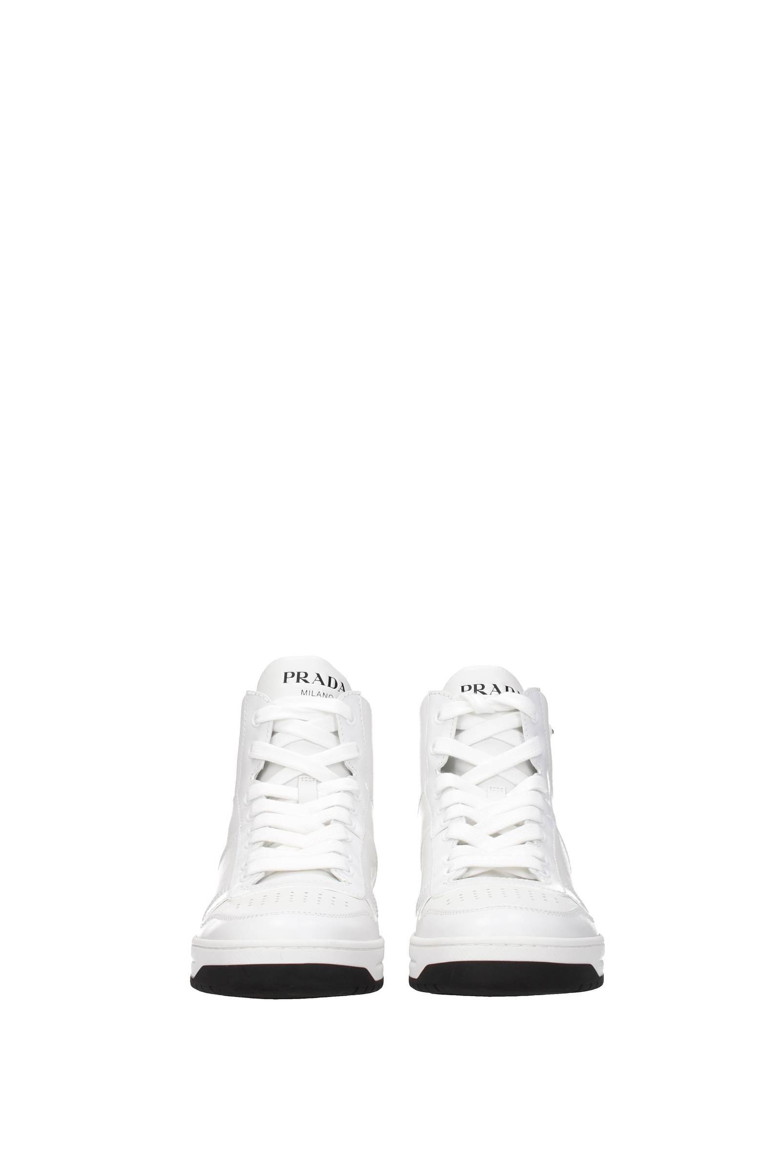 Prada Sneakers Downtown Leather Black in White | Lyst