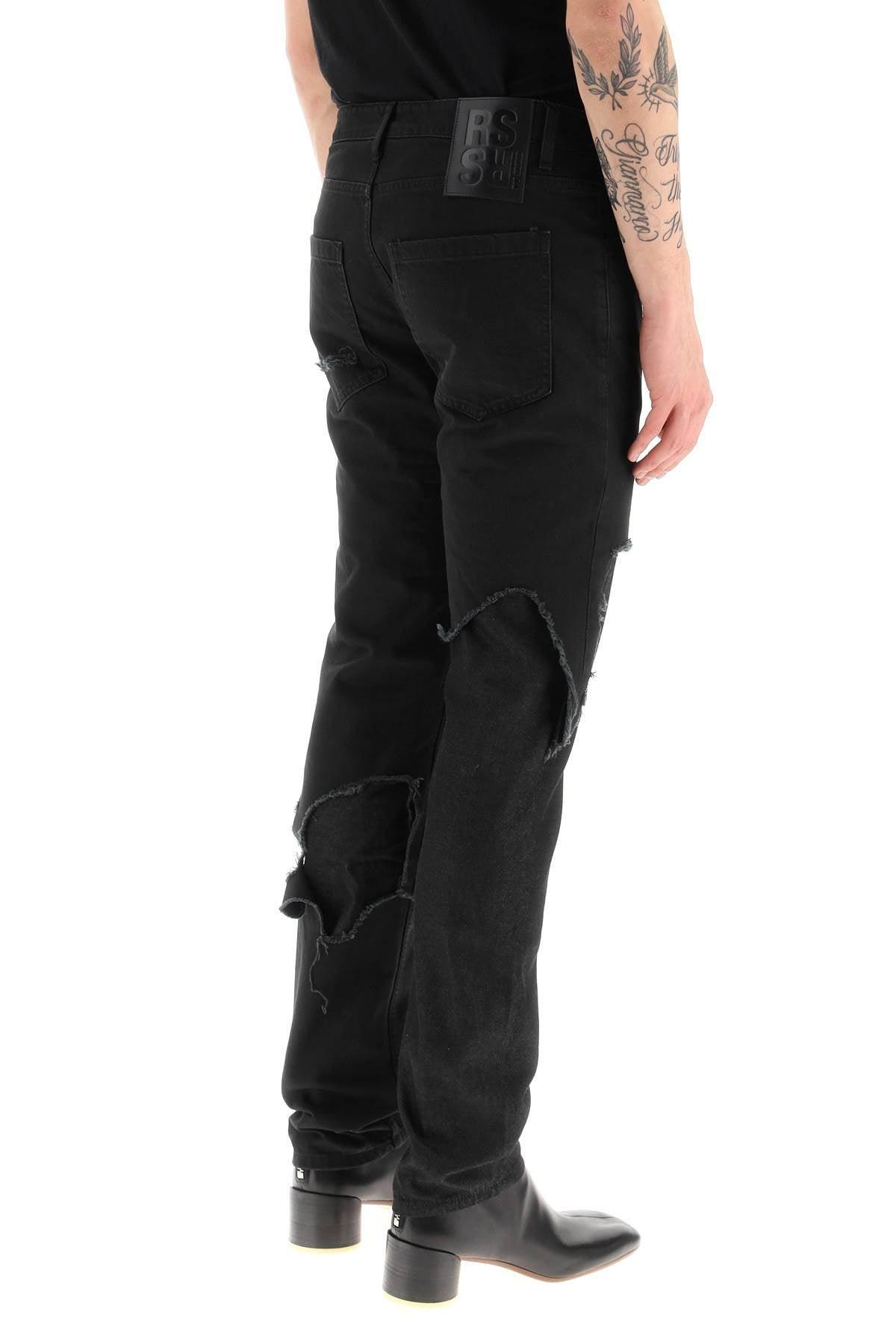 Raf Simons Double-layered Destroyed Jeans in Black for Men | Lyst