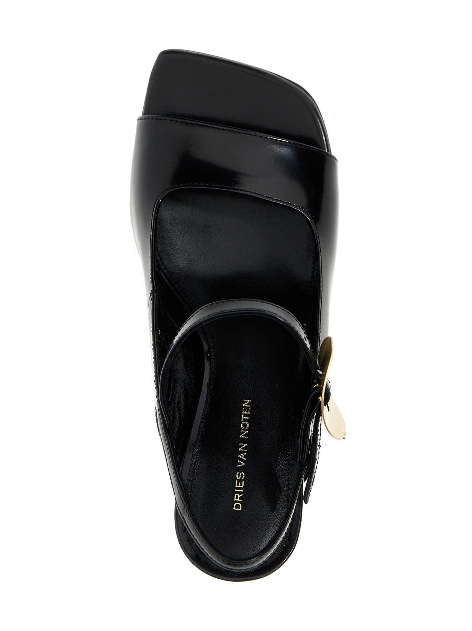 Dries Van Noten Gold Buckle Sandals in Black Lyst
