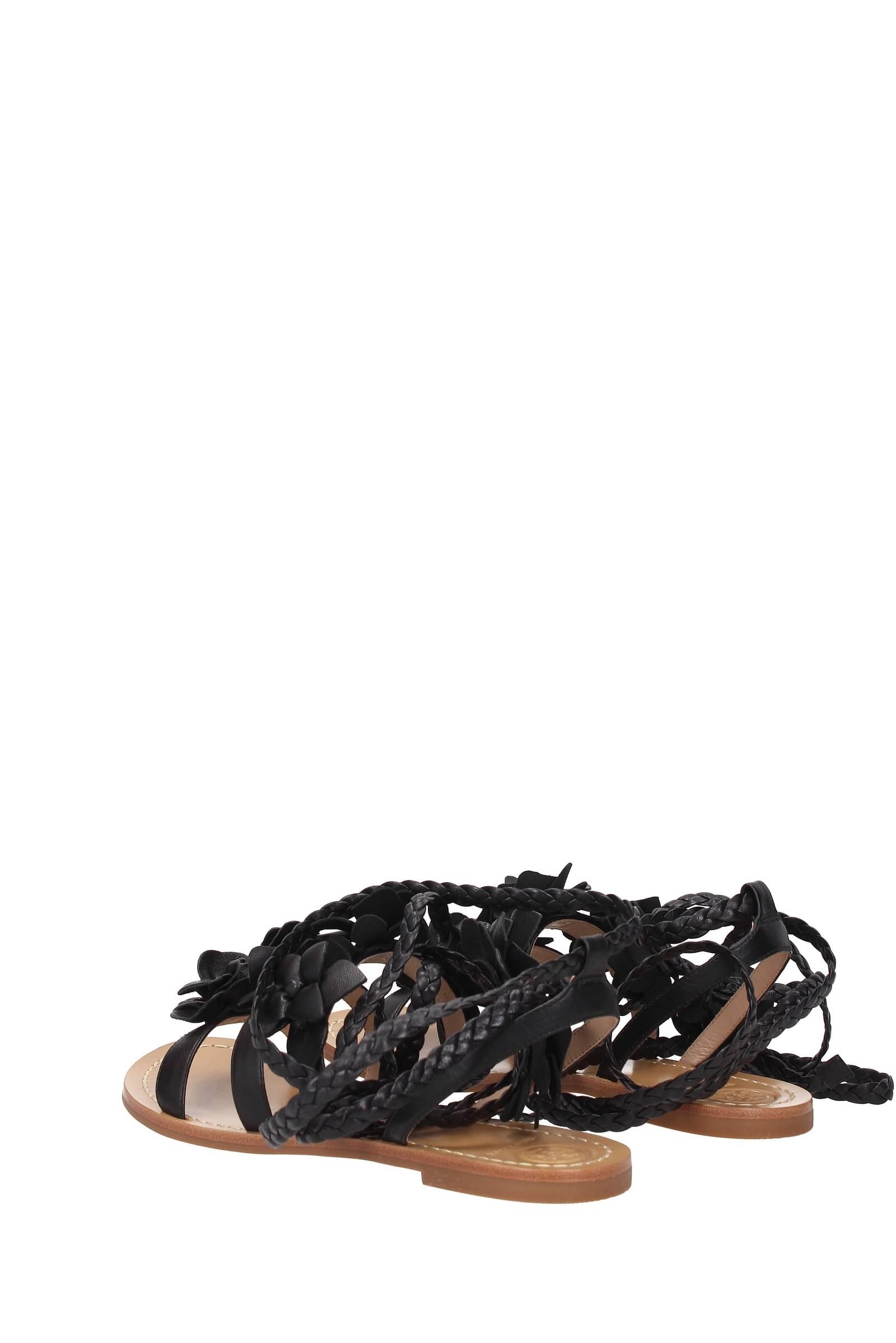 Tory Burch Sandals Blossom Gladiator Leather Black | Lyst