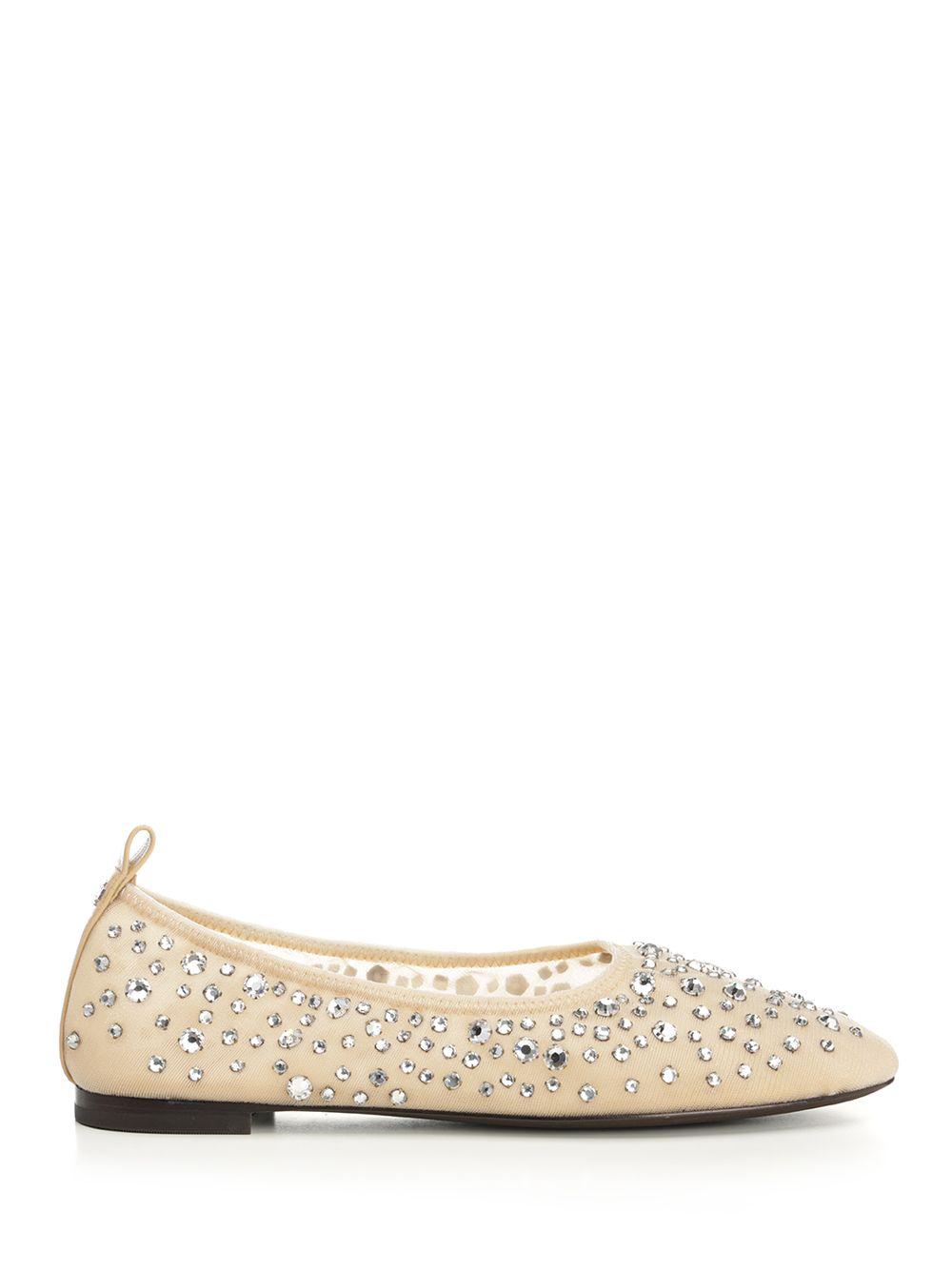 Tory Burch Embellished Mesh Ballet Flats Scarpe Basse in Natural