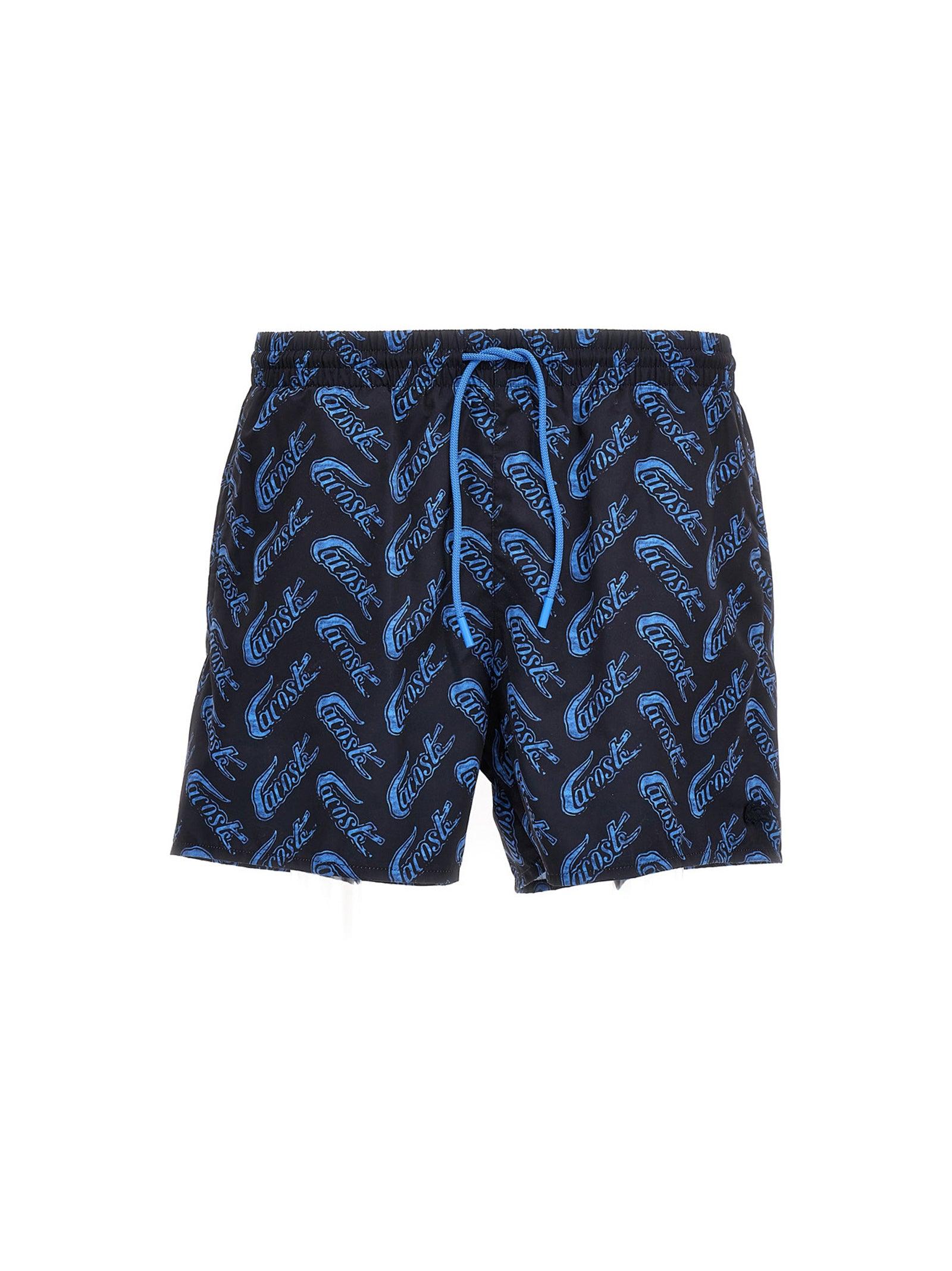 Lacoste Logo Print Swimming Trunks Beachwear Blue for Men | Lyst UK