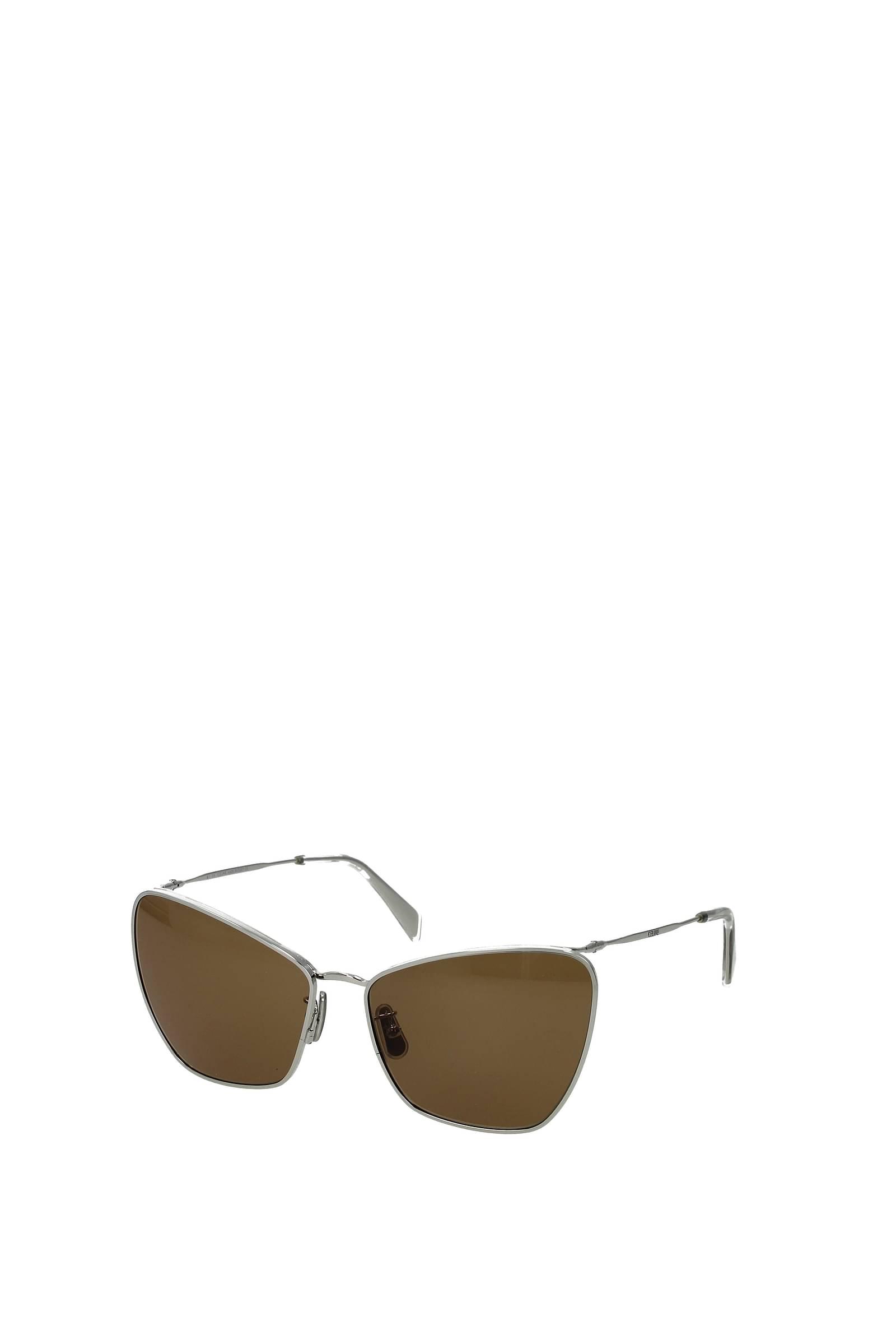 Celine Sunglasses Metal Silver Nicotine Lyst