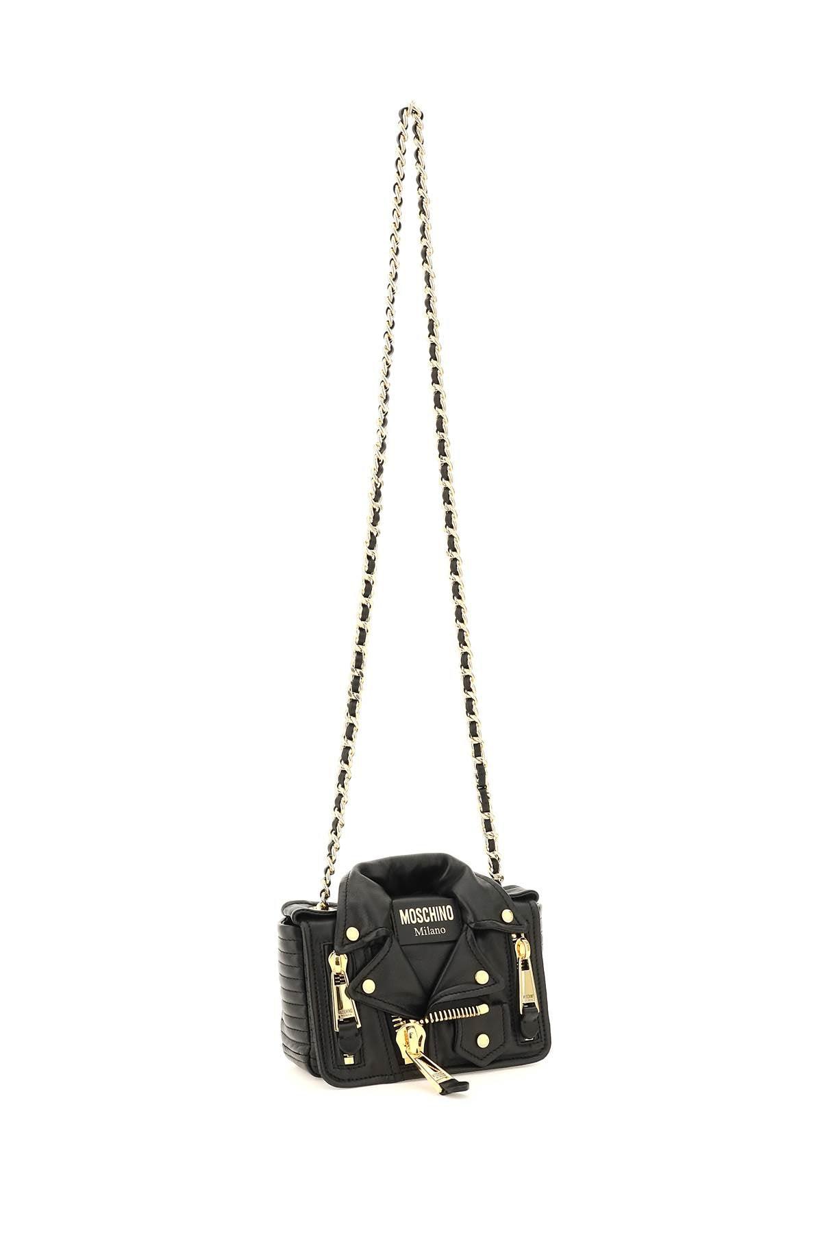 Moschino Nappa Leather Small Biker Bag in Black | Lyst