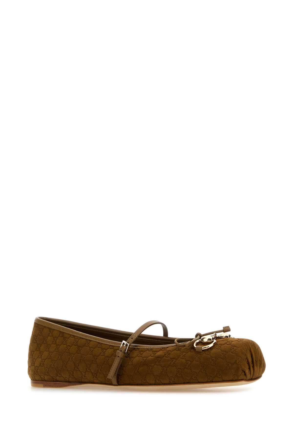 スニーカー GUCCI Dark Green Gg Fabric Ballerinas Women's Gucci Horsebit ballet flat in dark green GG canvas