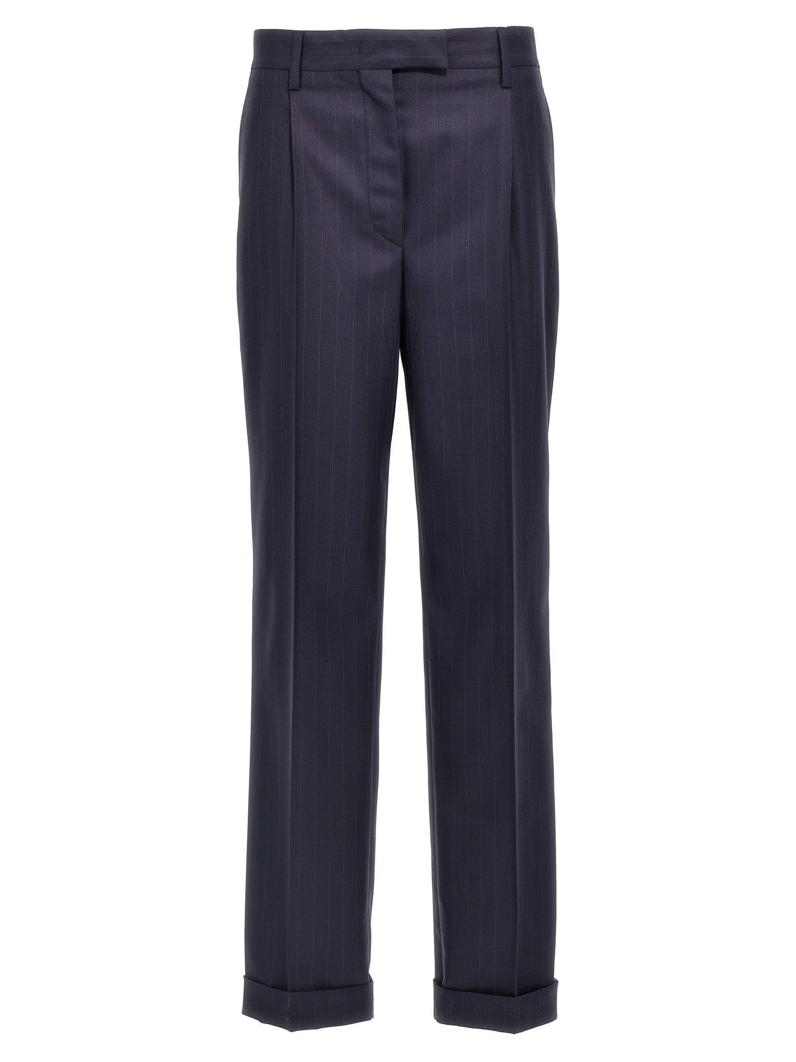 パンツ PRADA Pinstripe pants Prada Pinstripe Pants in Blue | Lyst