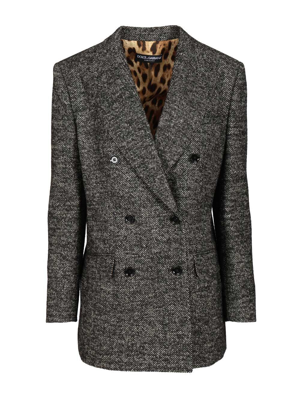 ジャケット Dolce&Gabbana Anthracite Grey Tweed Double-Breasted Jacket Dolce & Gabbana Dolce&Gabbana Anthracite grey tweed double