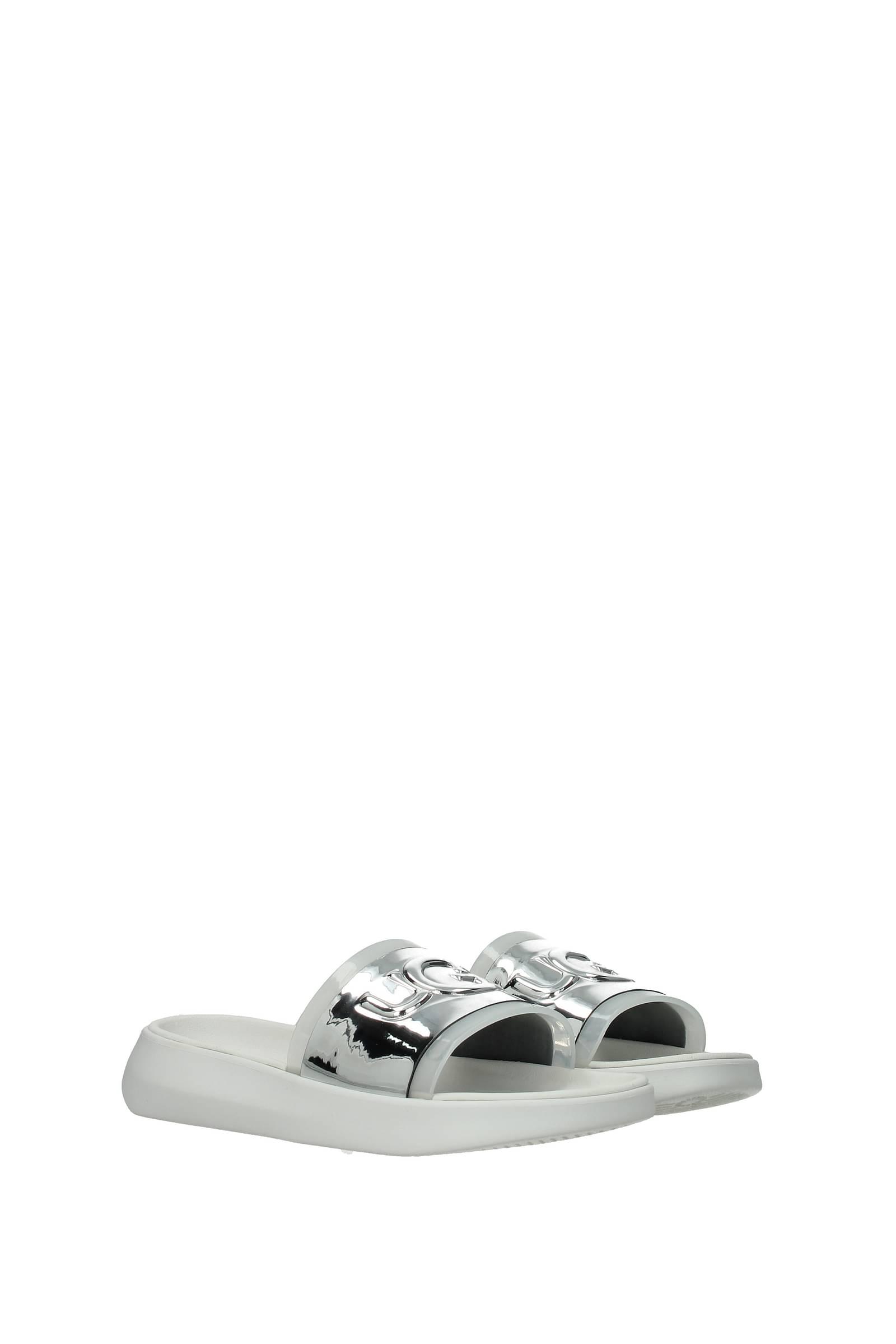 UGG Slippers And Clogs Hilama Slide Eco Leather Silver in White | Lyst